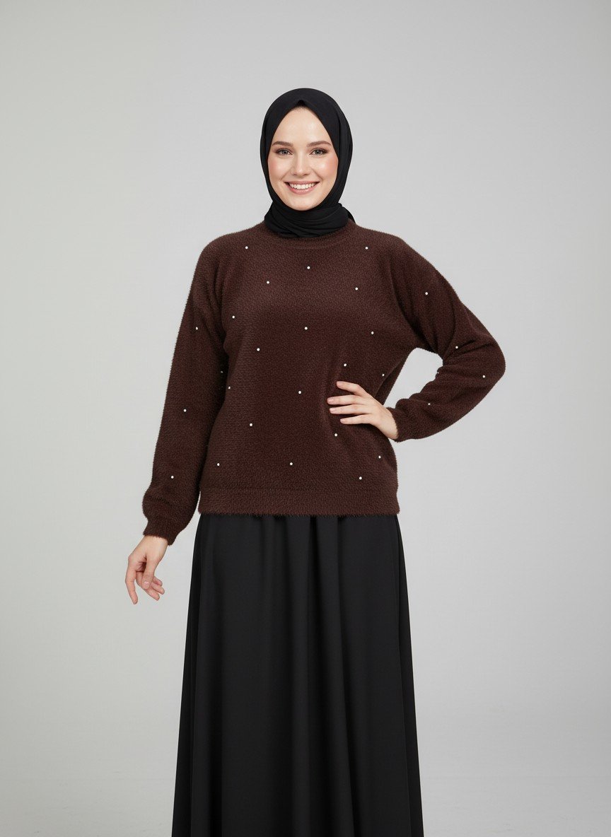 Capista Taşlı Sakallı Kazak-KR5027 Kahve