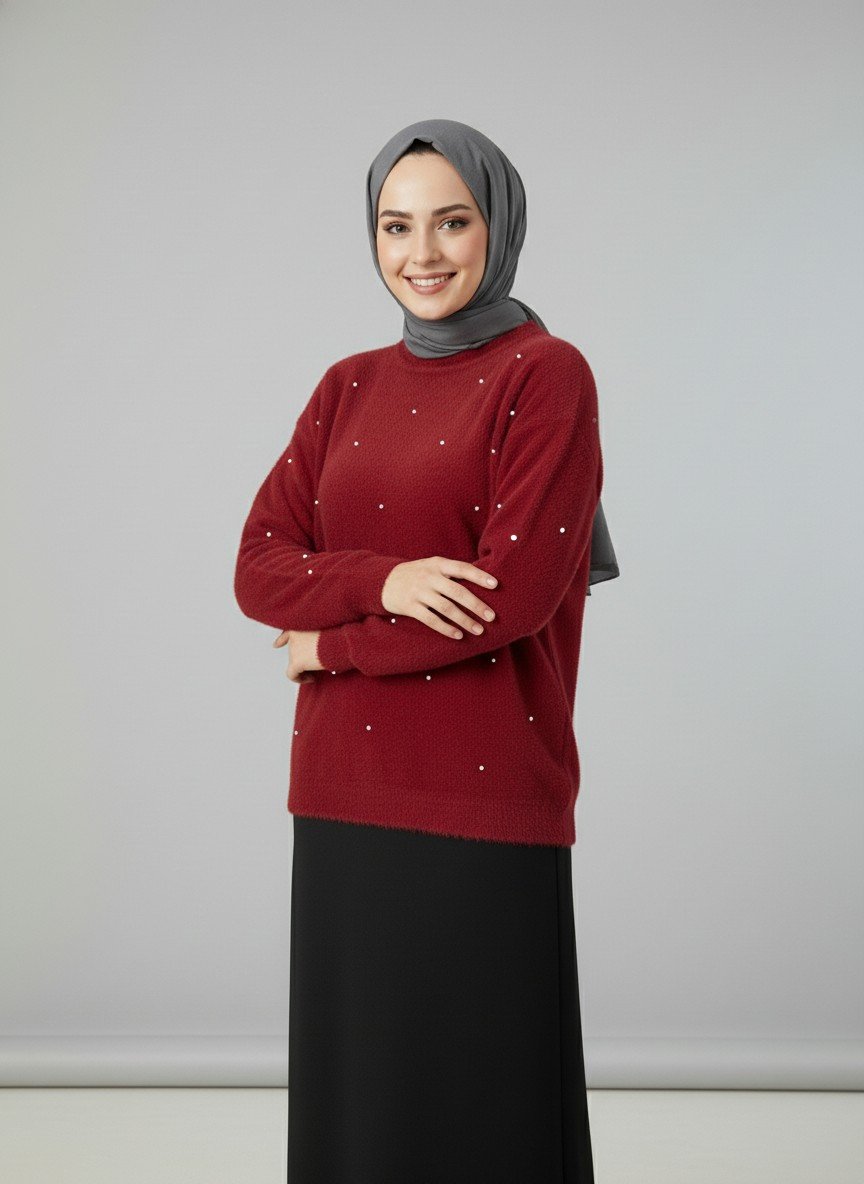 Capista Taşlı Sakallı Kazak-KR5027 Kırmızı