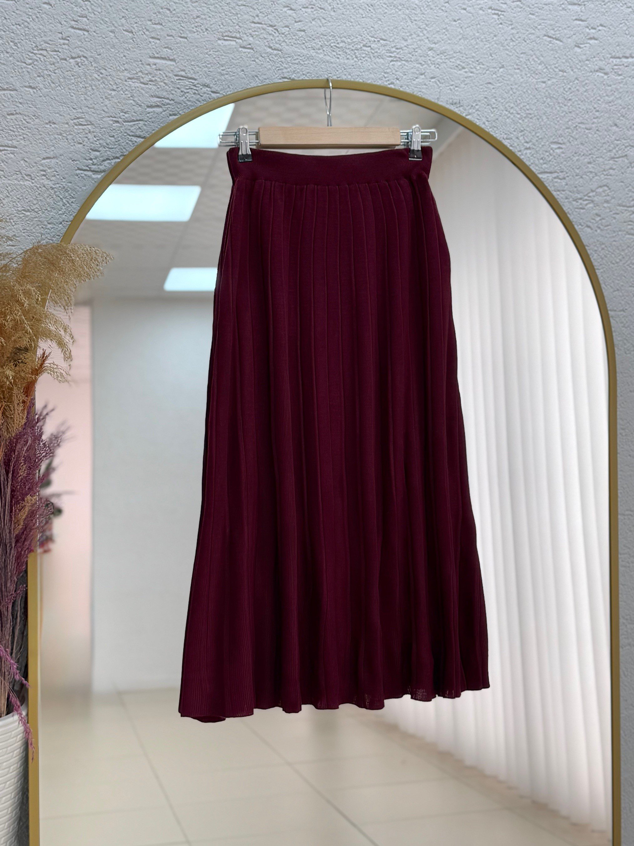 Capita 4 Cep Detaylı Çizgili Eteği Piliseli Takım-KR5001 Bordo