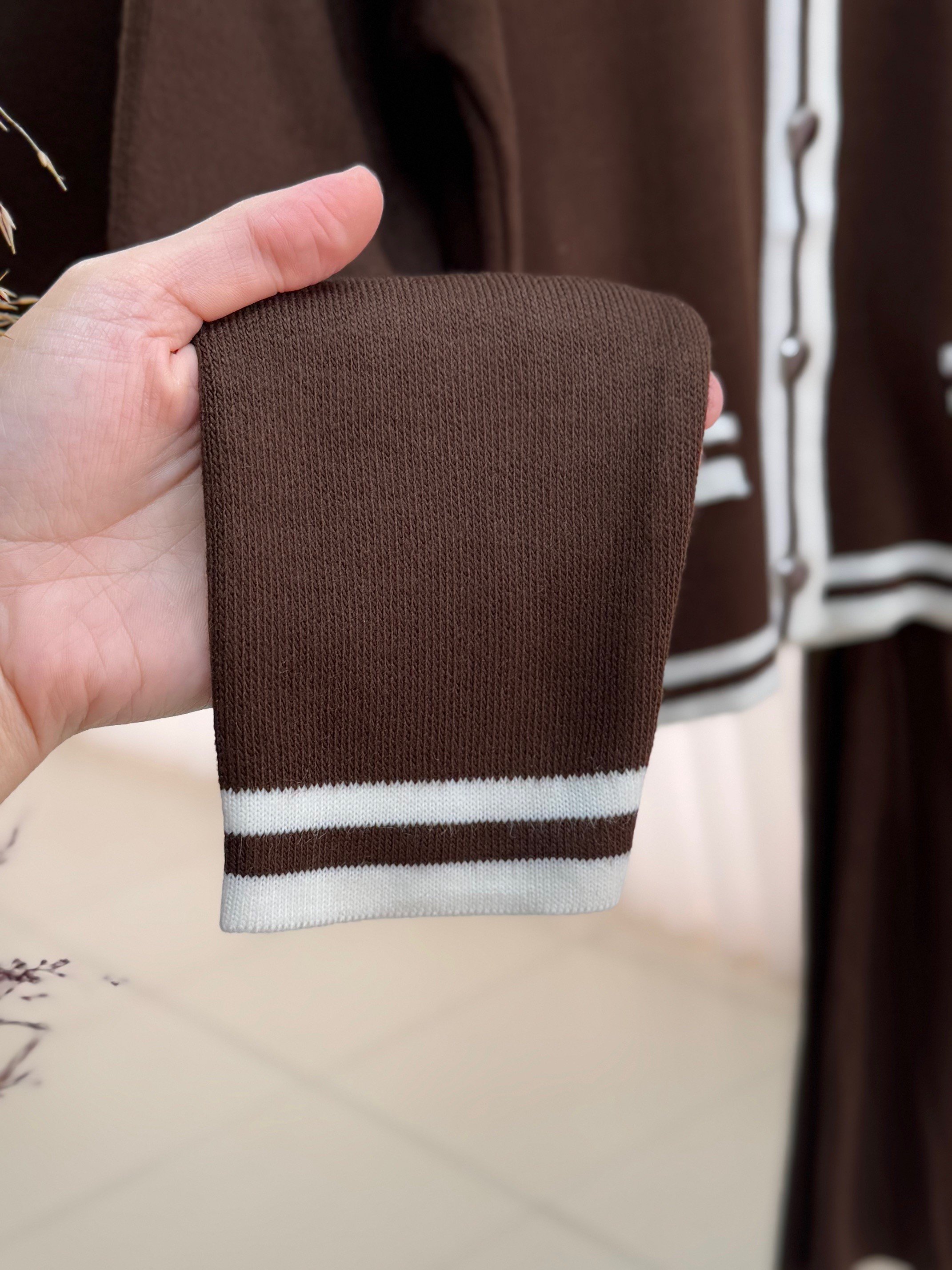 Capita 4 Cep Detaylı Çizgili Eteği Piliseli Takım-KR5001 Kahve