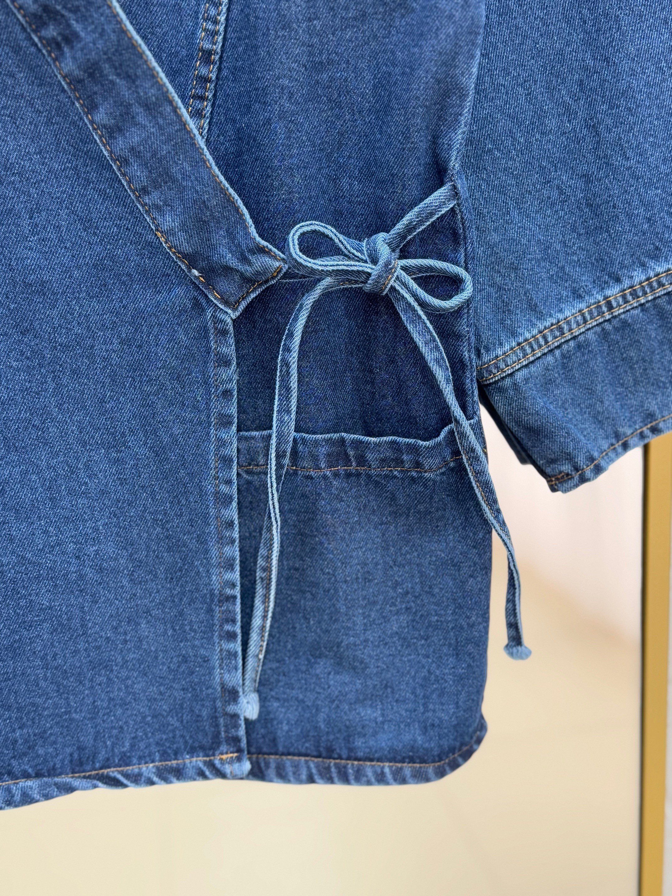 Capora Yandan Bağlamalı Çift Cepli Kot Ceket-LS6660 Kot Rengi