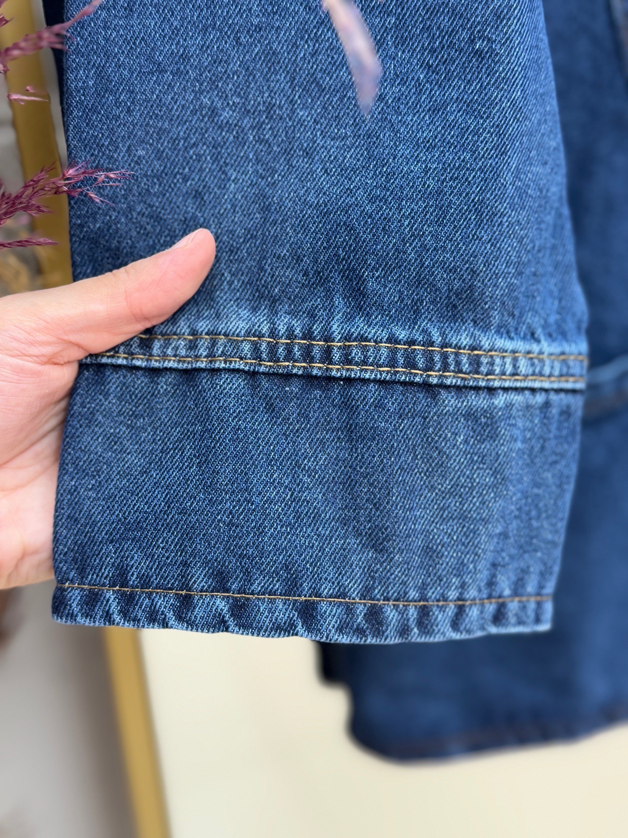 Capora Yandan Bağlamalı Çift Cepli Kot Ceket-LS6660 Kot Rengi