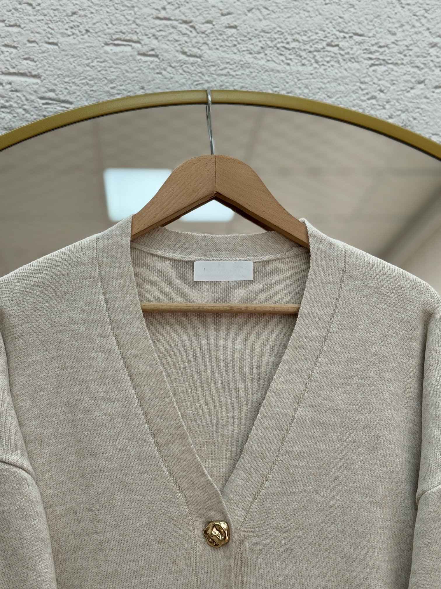 Celique Gold Düğmeli Uzun Triko Hırka-KR5014 Taş