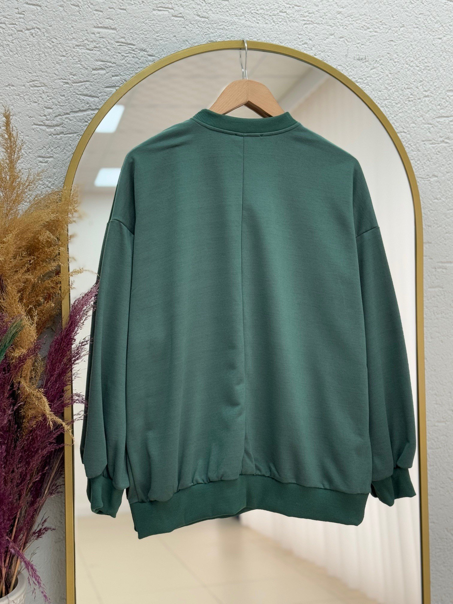 Celista Altı Etiketli İki İp Düz Sweat-BN4348 Zümrüt Yeşili