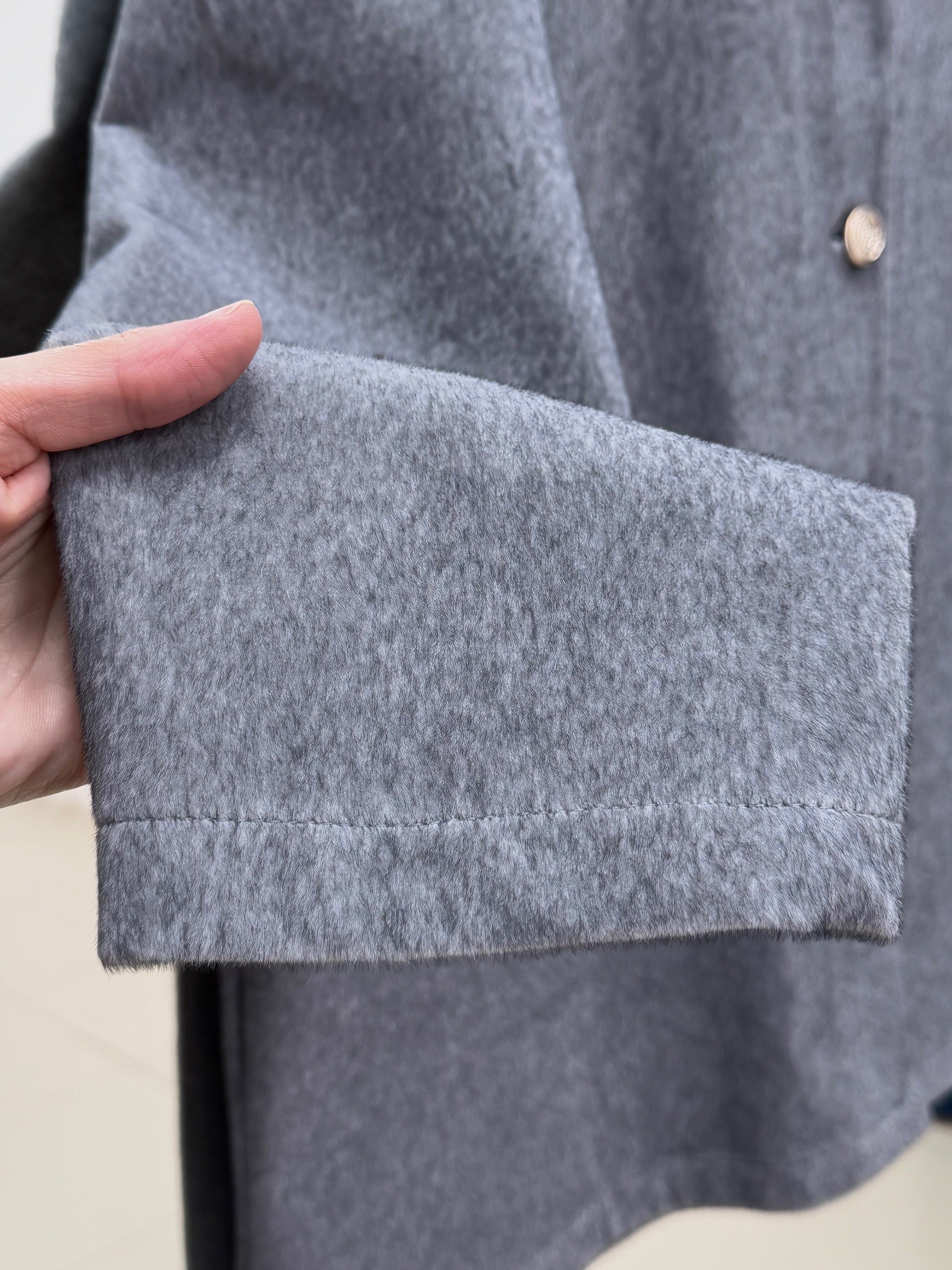 Dacia Önü Metalize Düğmeli Angora Ceket-BN4531 Gri