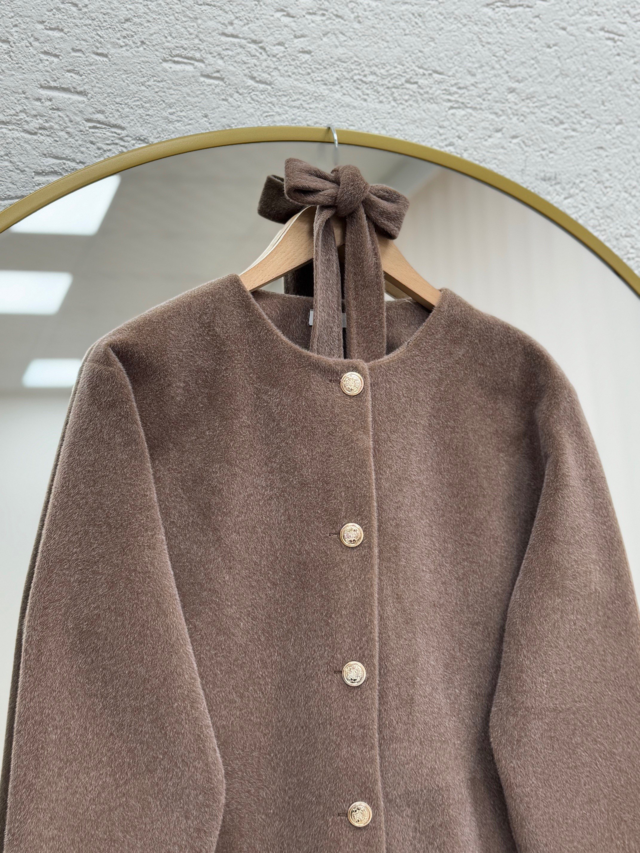 Dacia Önü Metalize Düğmeli Angora Ceket-BN4531 Açık Kahve