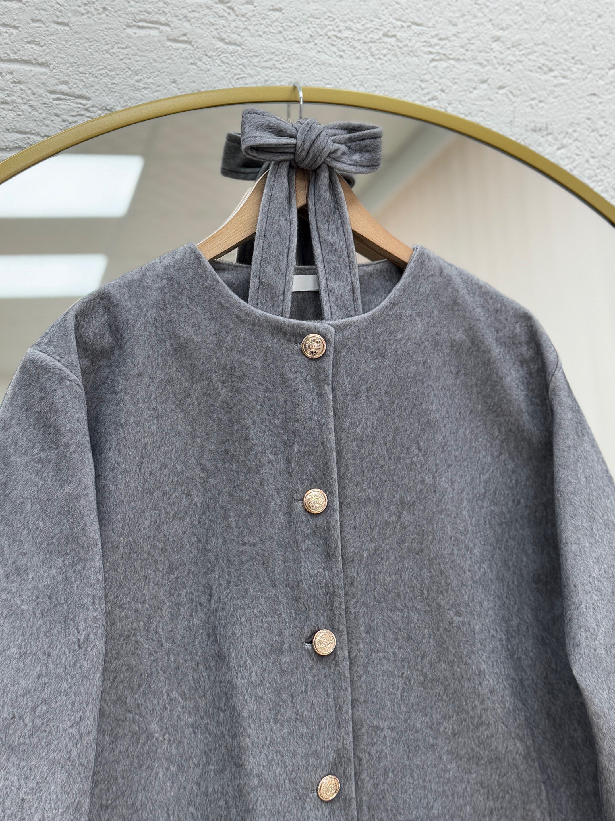 Dacia Önü Metalize Düğmeli Angora Ceket-BN4531 Gri