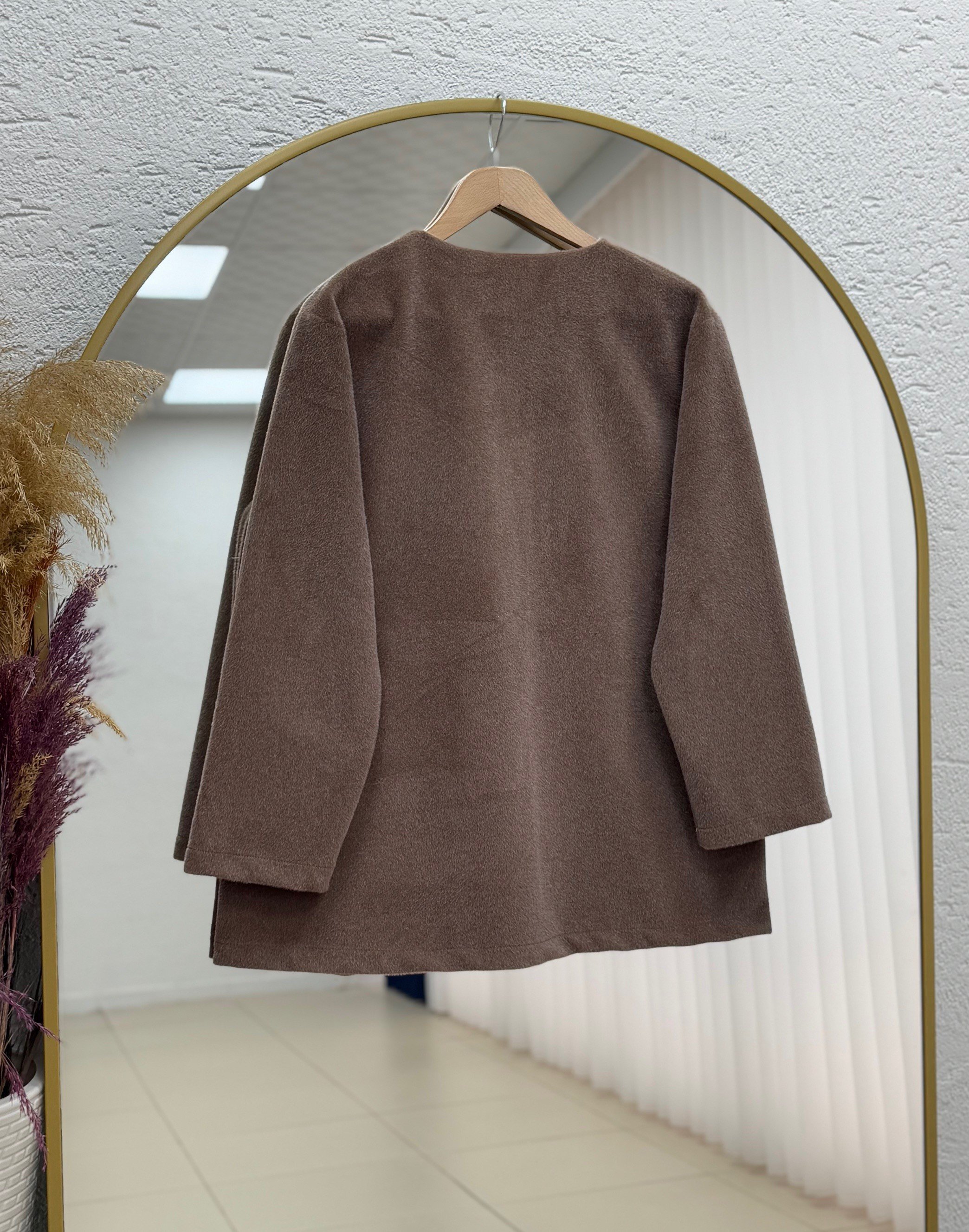 Dacia Önü Metalize Düğmeli Angora Ceket-BN4531 Açık Kahve