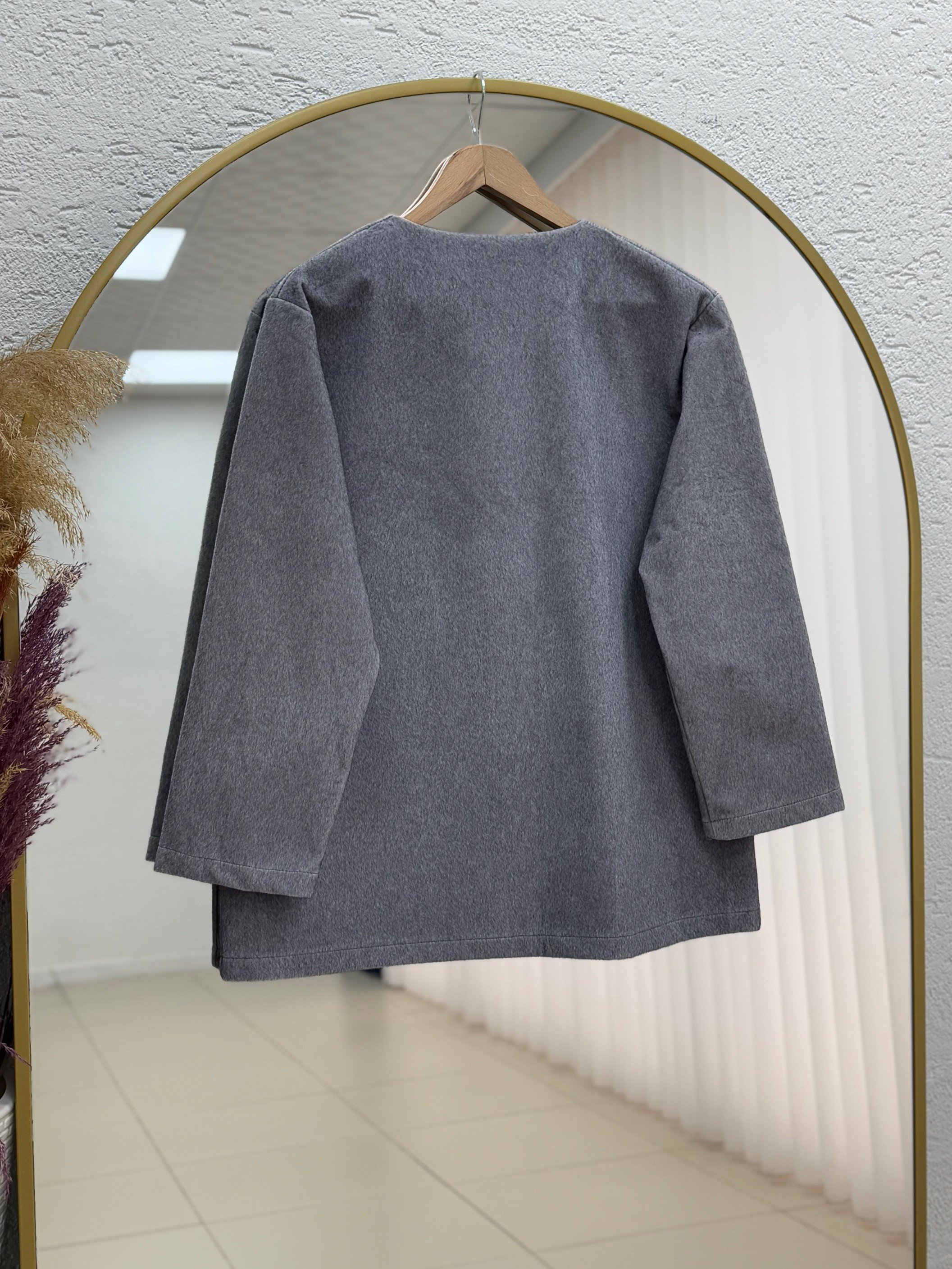 Dacia Önü Metalize Düğmeli Angora Ceket-BN4531 Gri