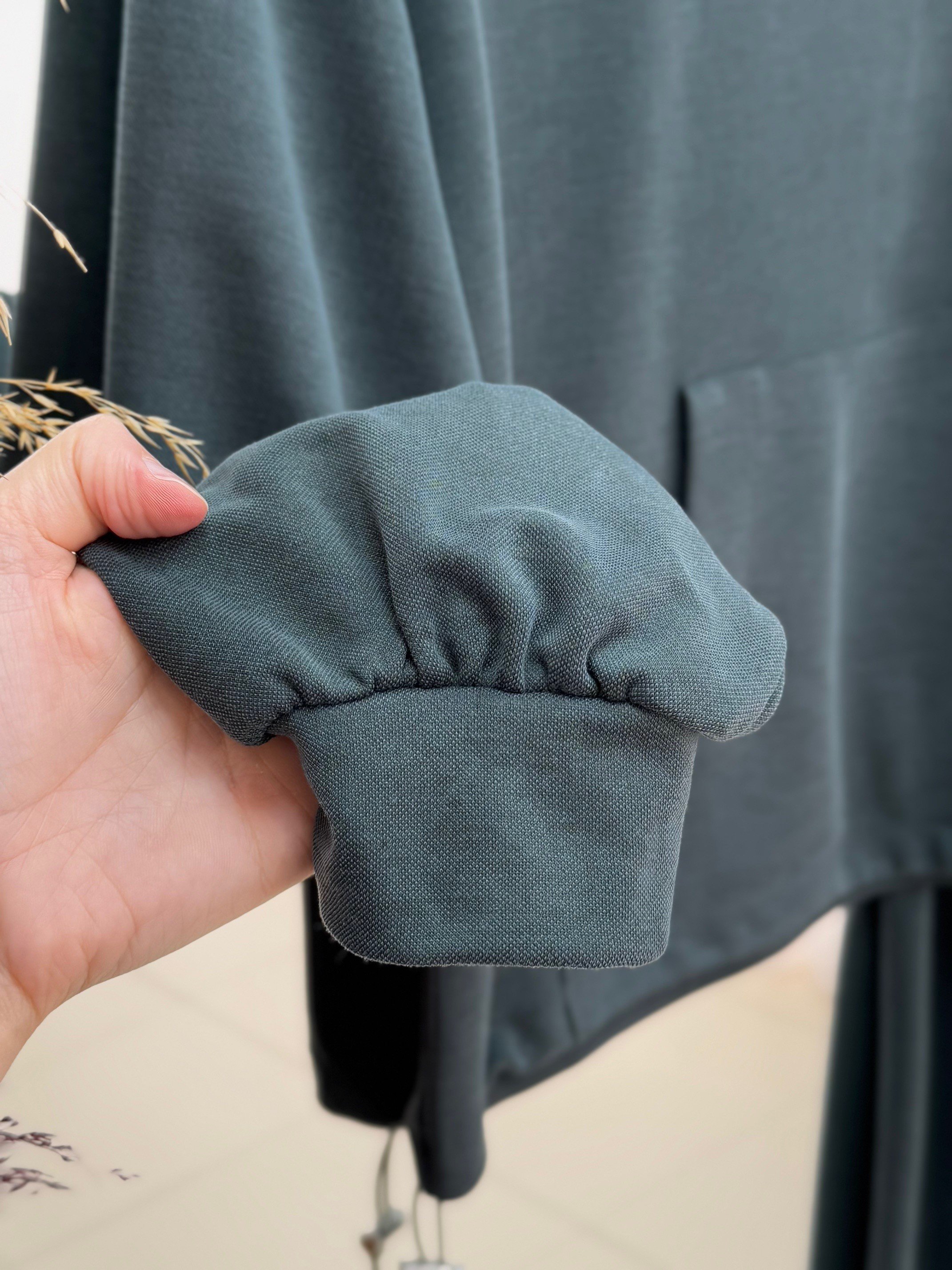 Dariana Kangru Cepli Tuniği Sıkmalı Etekli Takım-NL678 Petrol Yeşili