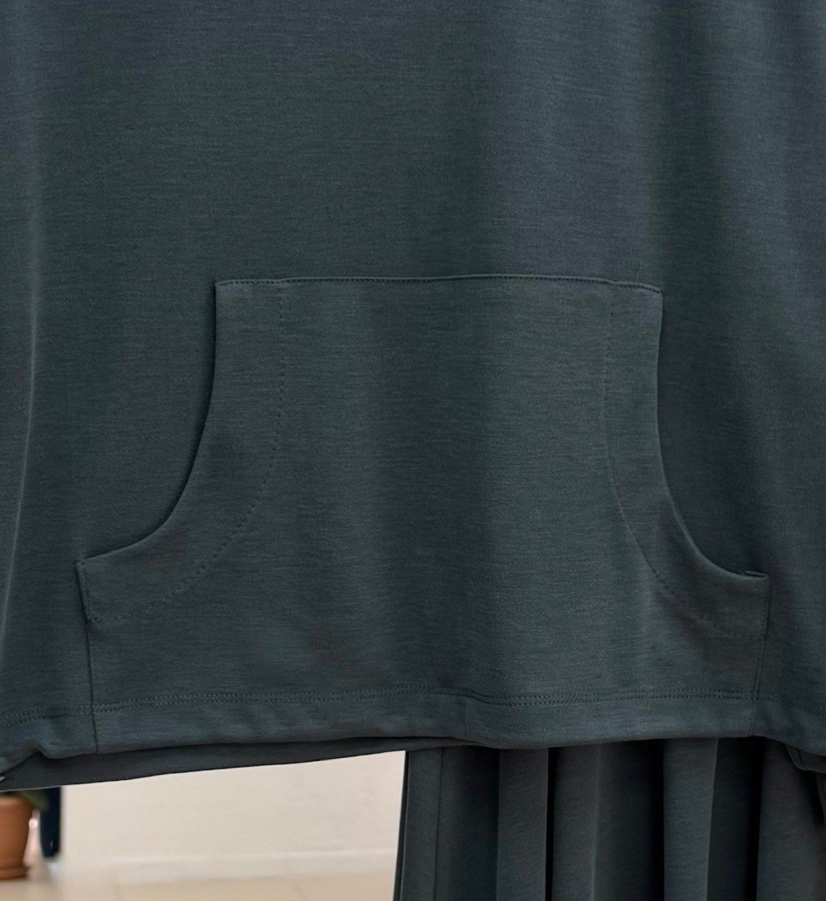 Dariana Kangru Cepli Tuniği Sıkmalı Etekli Takım-NL678 Petrol Yeşili