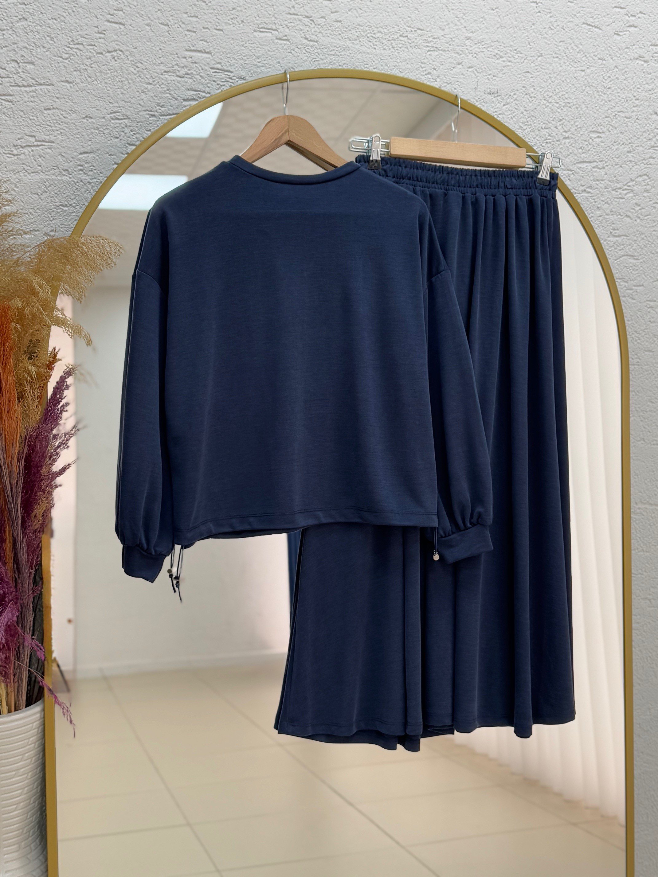 Dariana Kangru Cepli Tuniği Sıkmalı Etekli Takım-NL678 Lacivert