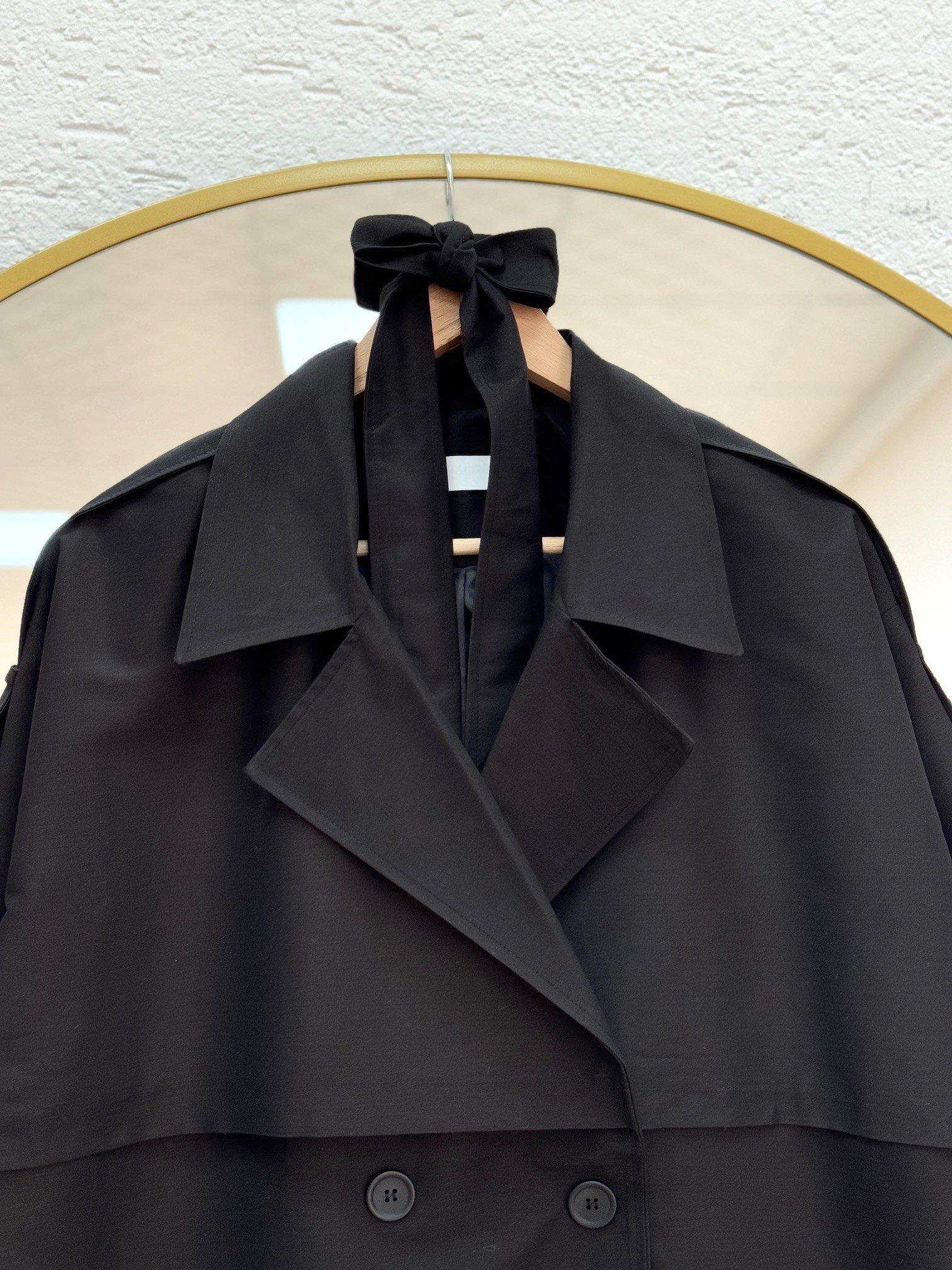 Davinia Kol Ucu Ve Omzu Kemerli Bolerolu Düğmeli Uzun Trenç-Çİ925 Siyah