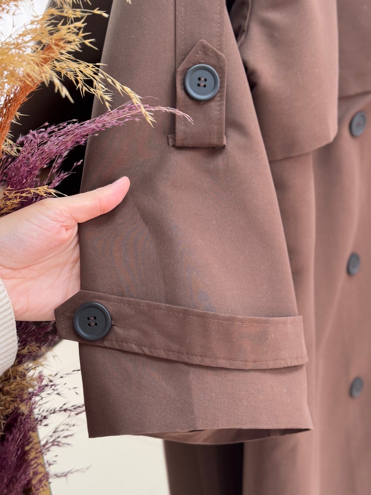 Davinia Kol Ucu Ve Omzu Kemerli Bolerolu Düğmeli Uzun Trenç-Çİ925 Kahve