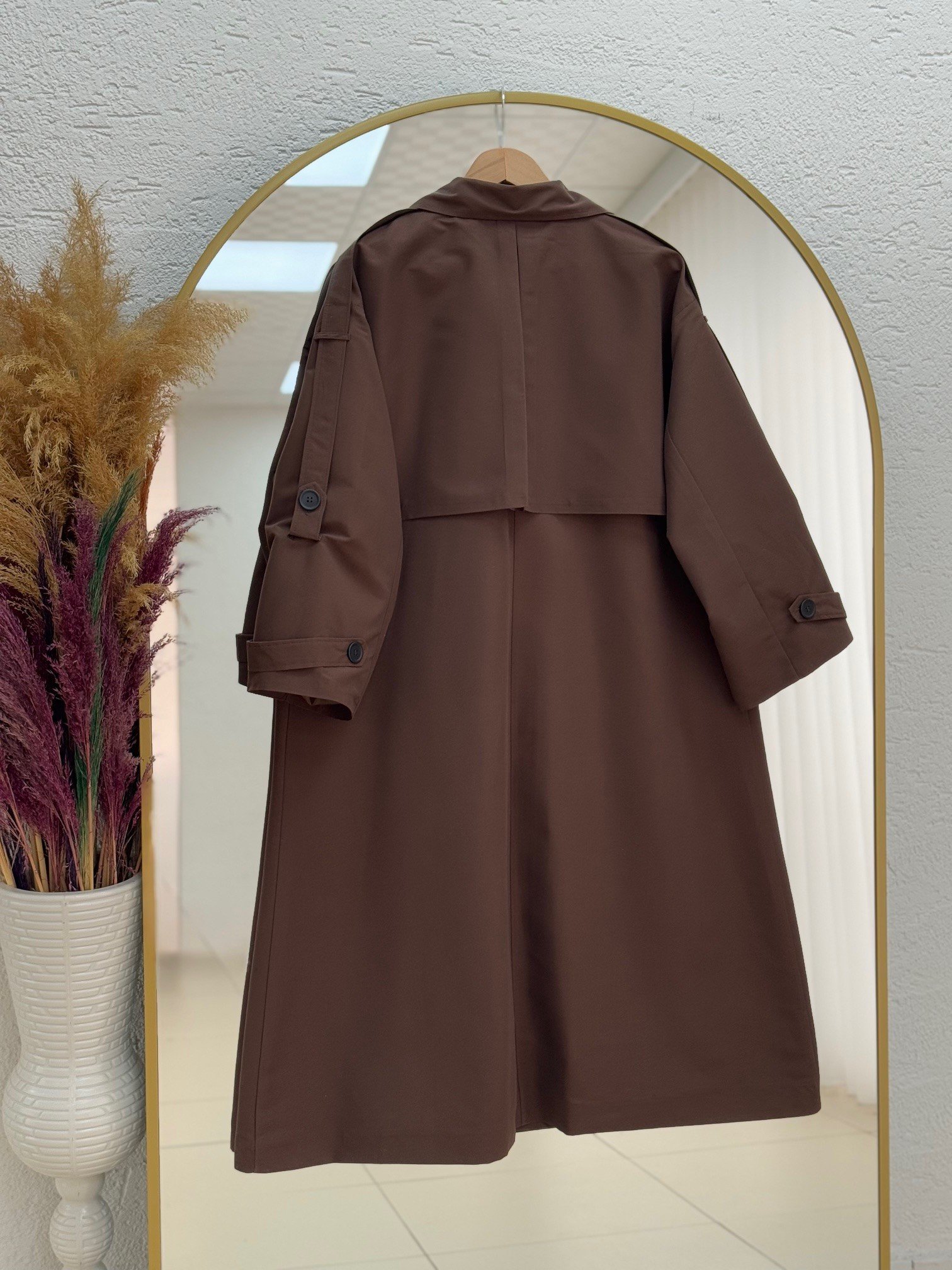 Davinia Kol Ucu Ve Omzu Kemerli Bolerolu Düğmeli Uzun Trenç-Çİ925 Kahve