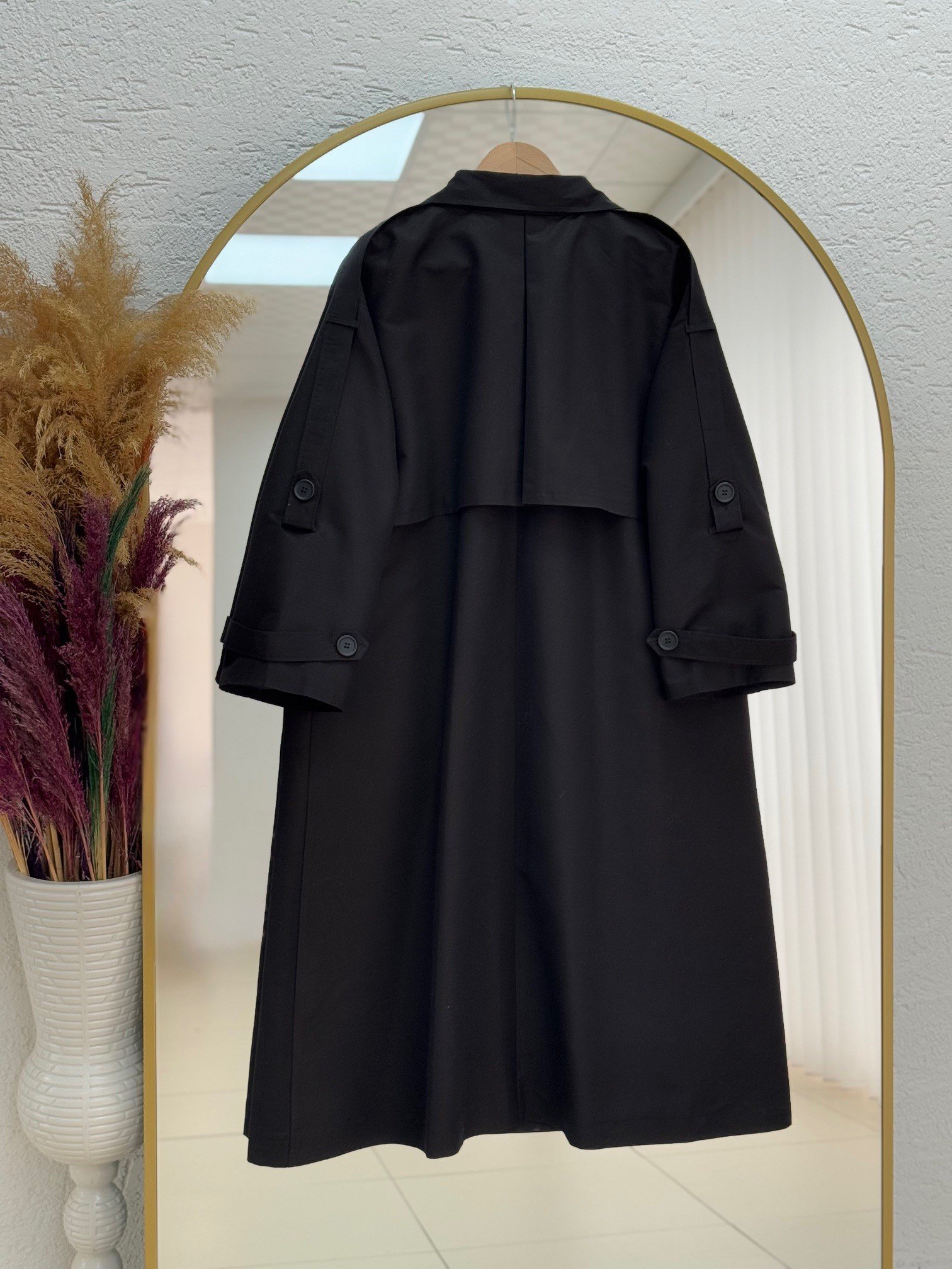 Davinia Kol Ucu Ve Omzu Kemerli Bolerolu Düğmeli Uzun Trenç-Çİ925 Siyah