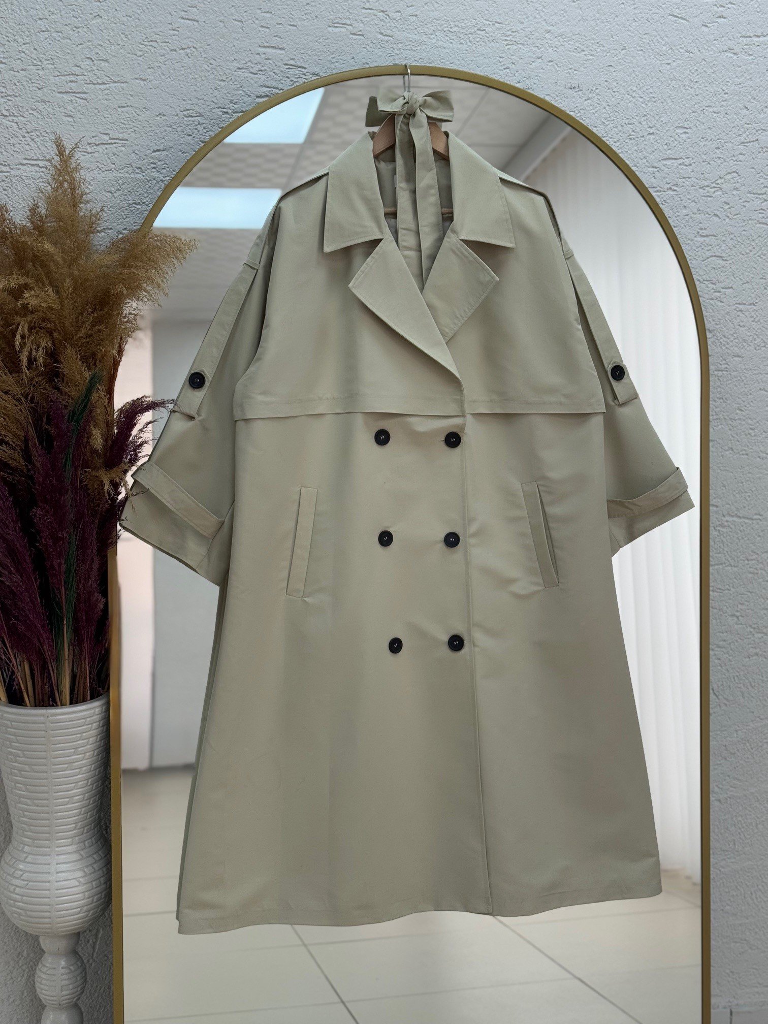 Davinia Kol Ucu Ve Omzu Kemerli Bolerolu Düğmeli Uzun Trenç-Çİ925 Taş