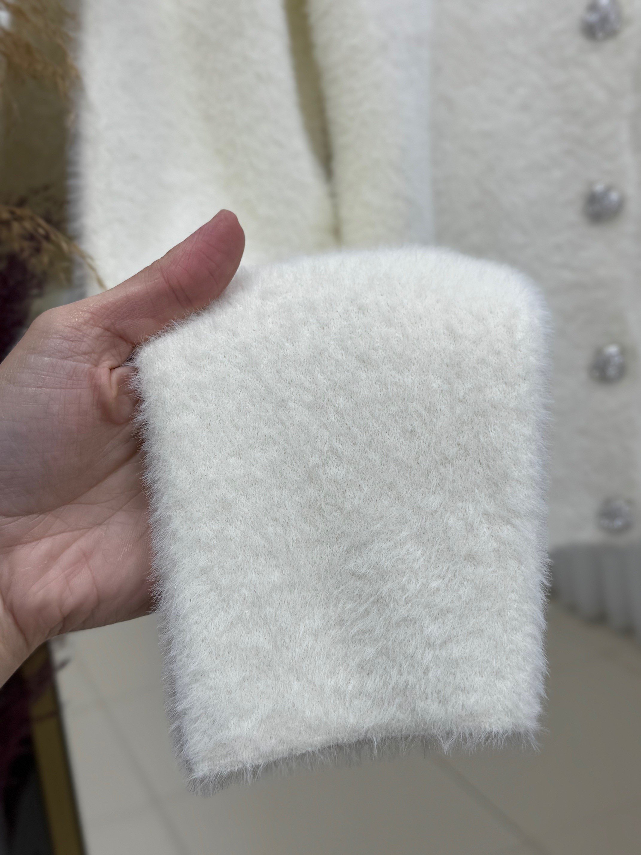 Davuna Kalp Düğmeli Mini Hırka-KR3194 Beyaz