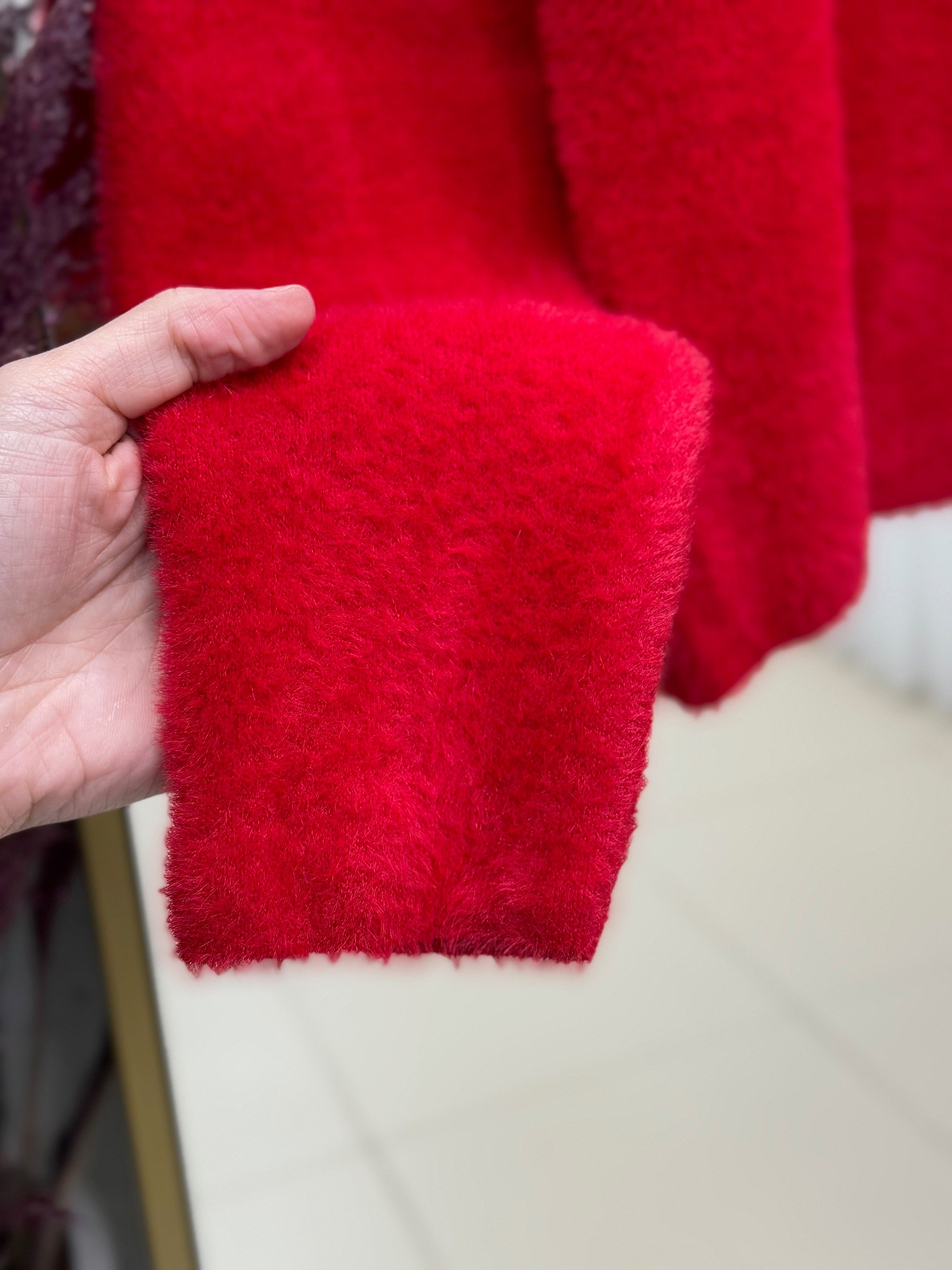 Davuna Kalp Düğmeli Mini Hırka-KR3194 Kırmızı