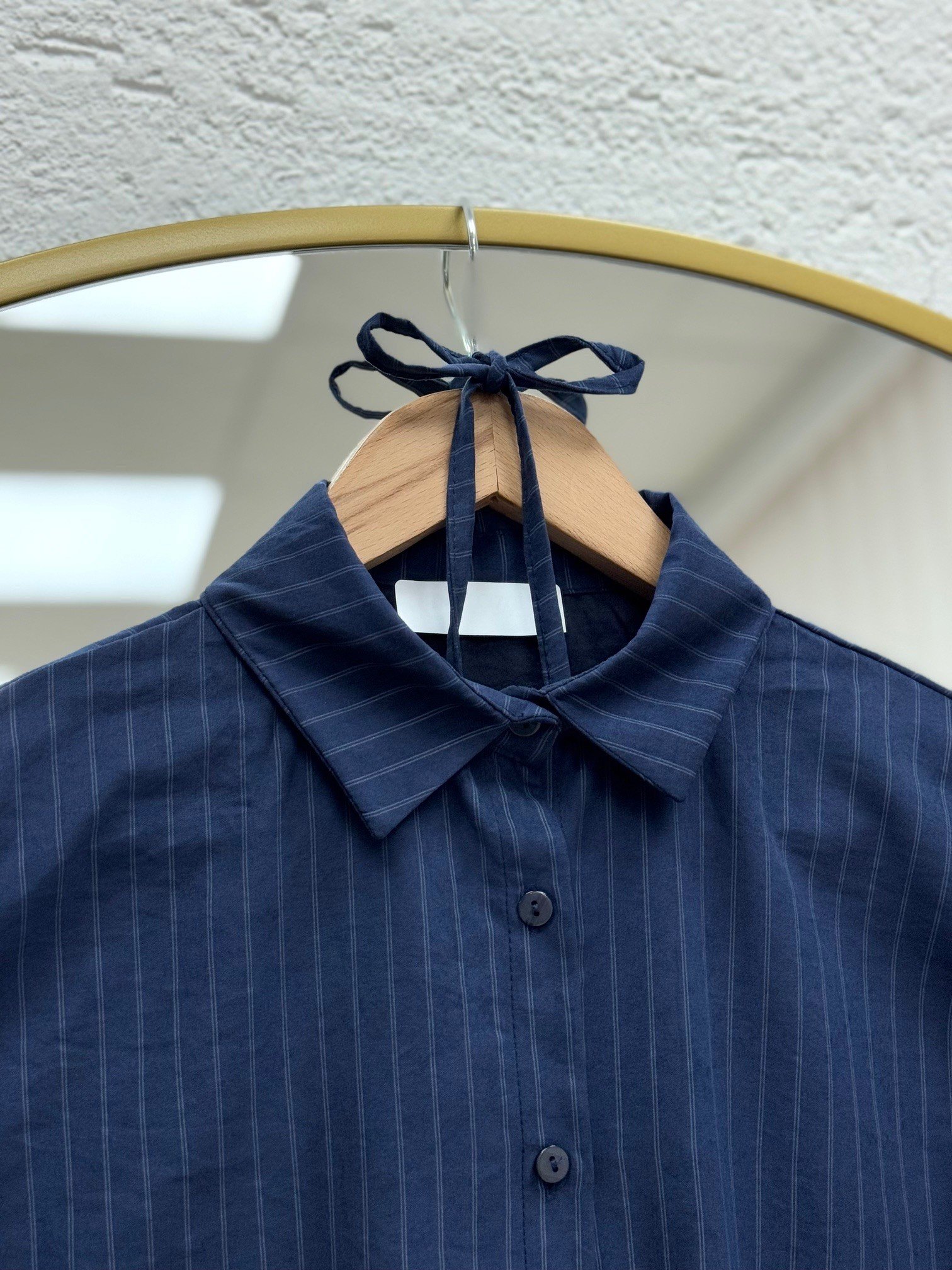 Dayna Çizgili Geniş Kol Süet Gömlek-Çİ513.4 Lacivert