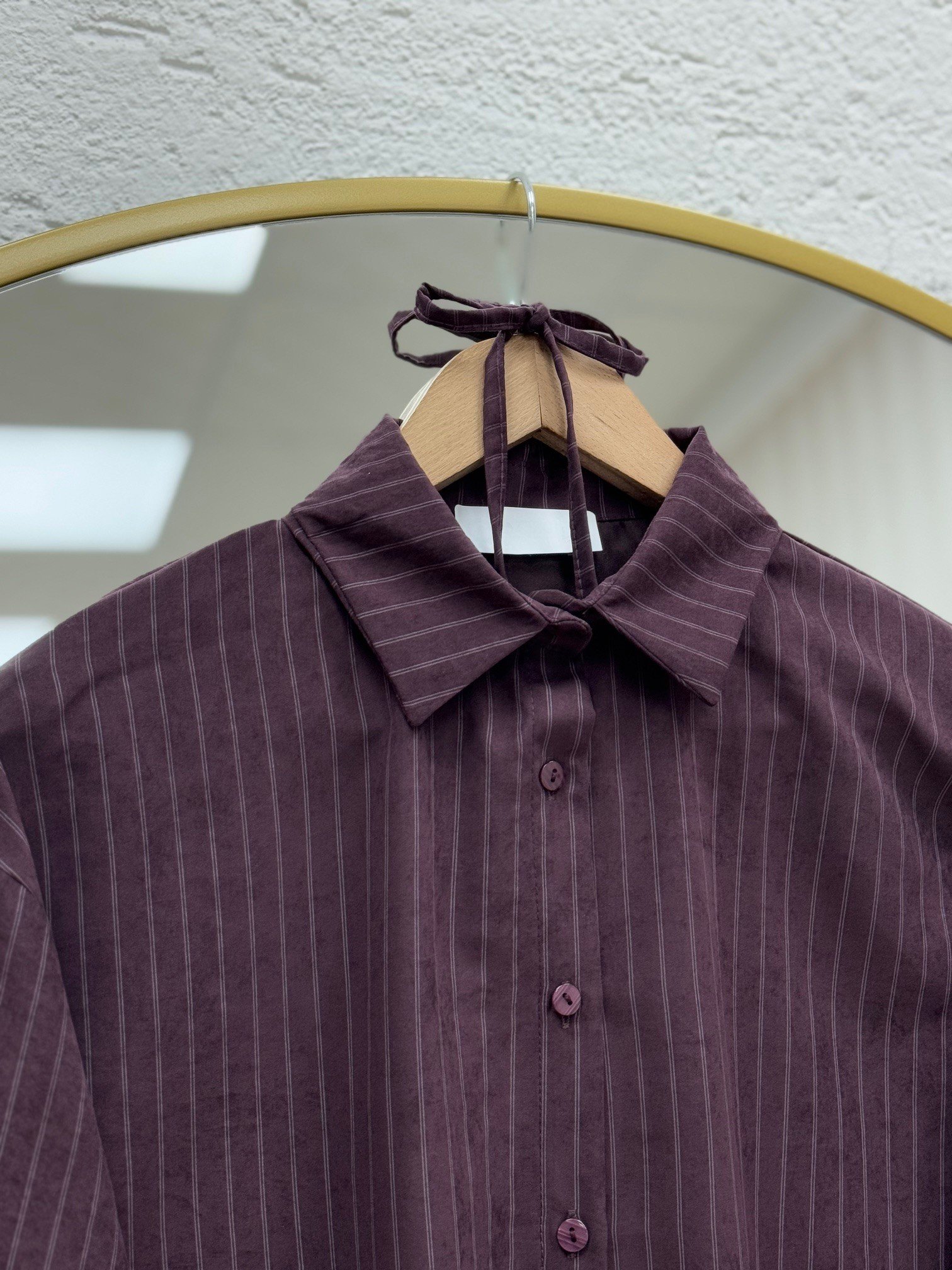 Dayna Çizgili Geniş Kol Süet Gömlek-Çİ513.4 Mürdüm