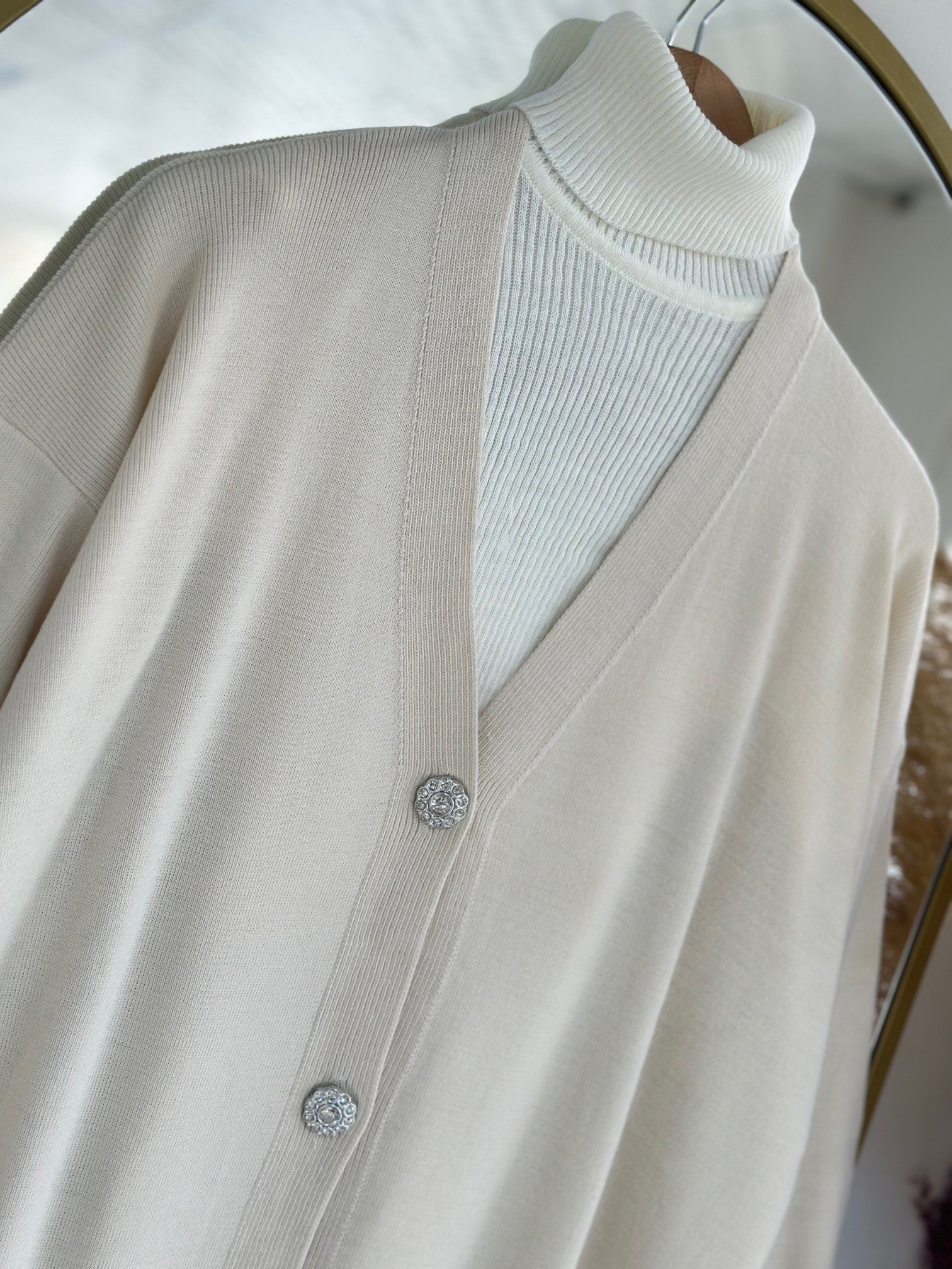 Defne Papatya Düğmeli Uzun Hırka-Zİ6184 Taş