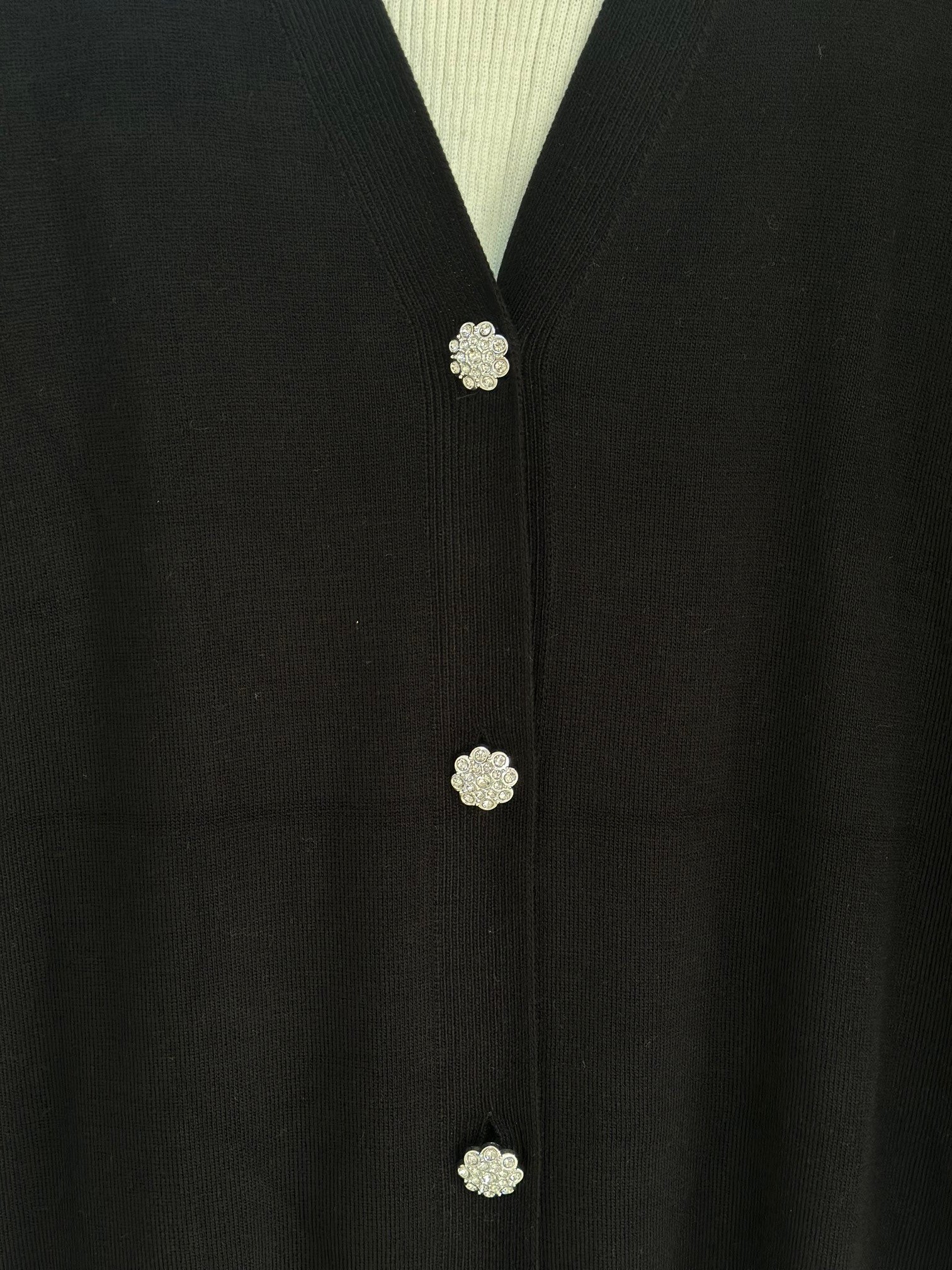 Defne Papatya Düğmeli Uzun Hırka-Zİ6184 Siyah