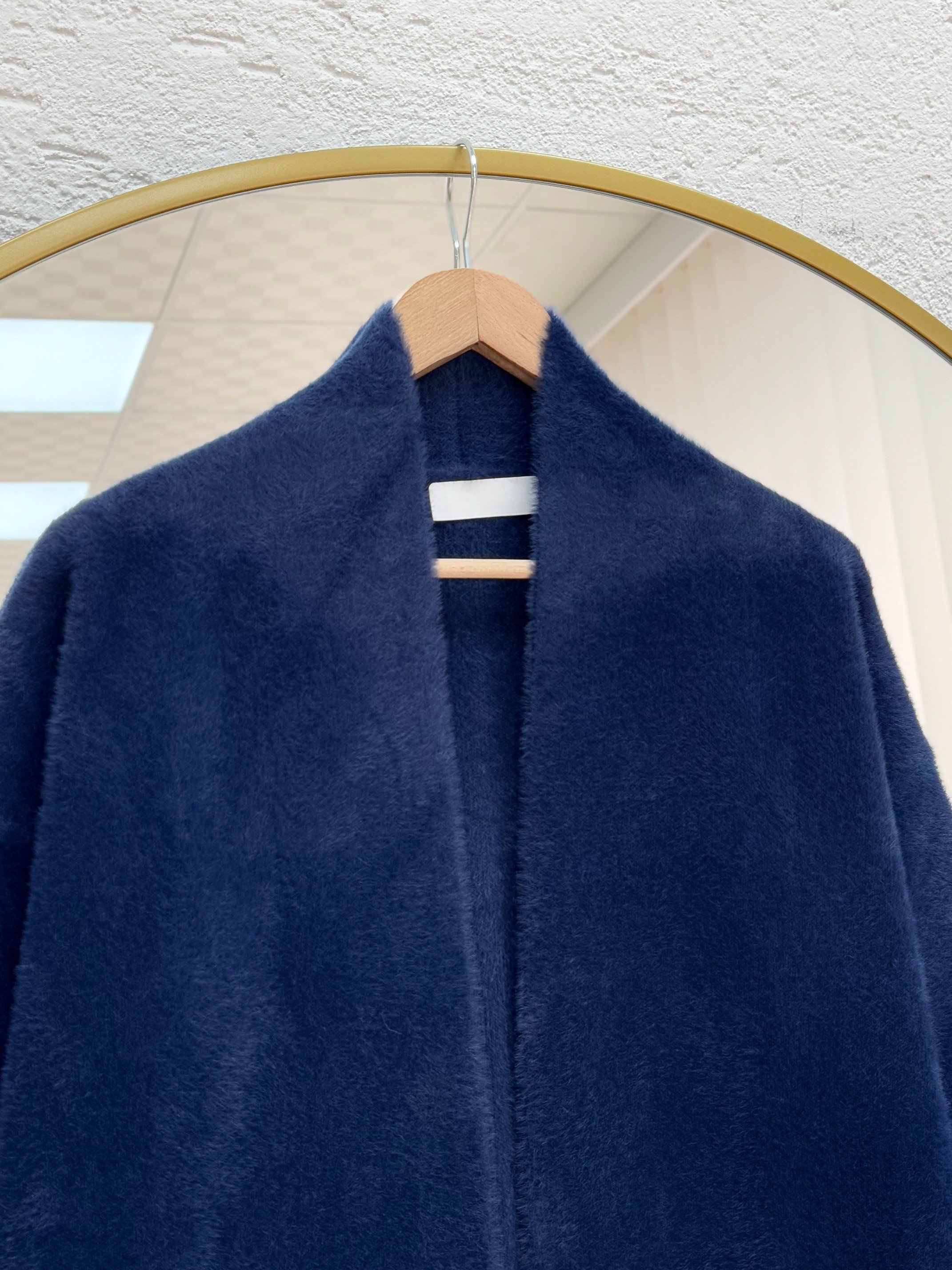 Deledra Sakallı Uzun Hırka-KR5025 Lacivert