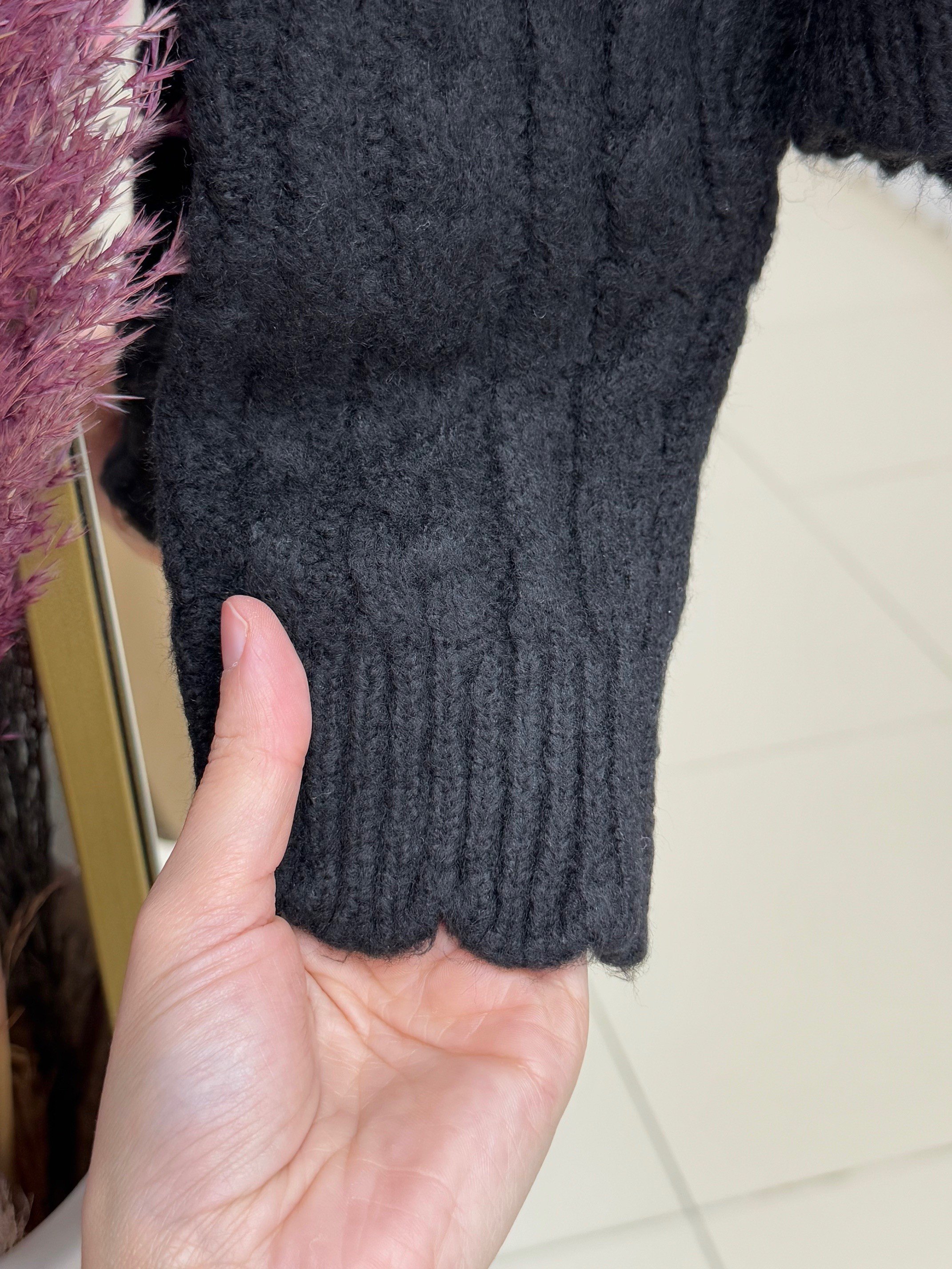 Delera İri Düğmeli Örme Mini Hırka-Zİ7002 Siyah