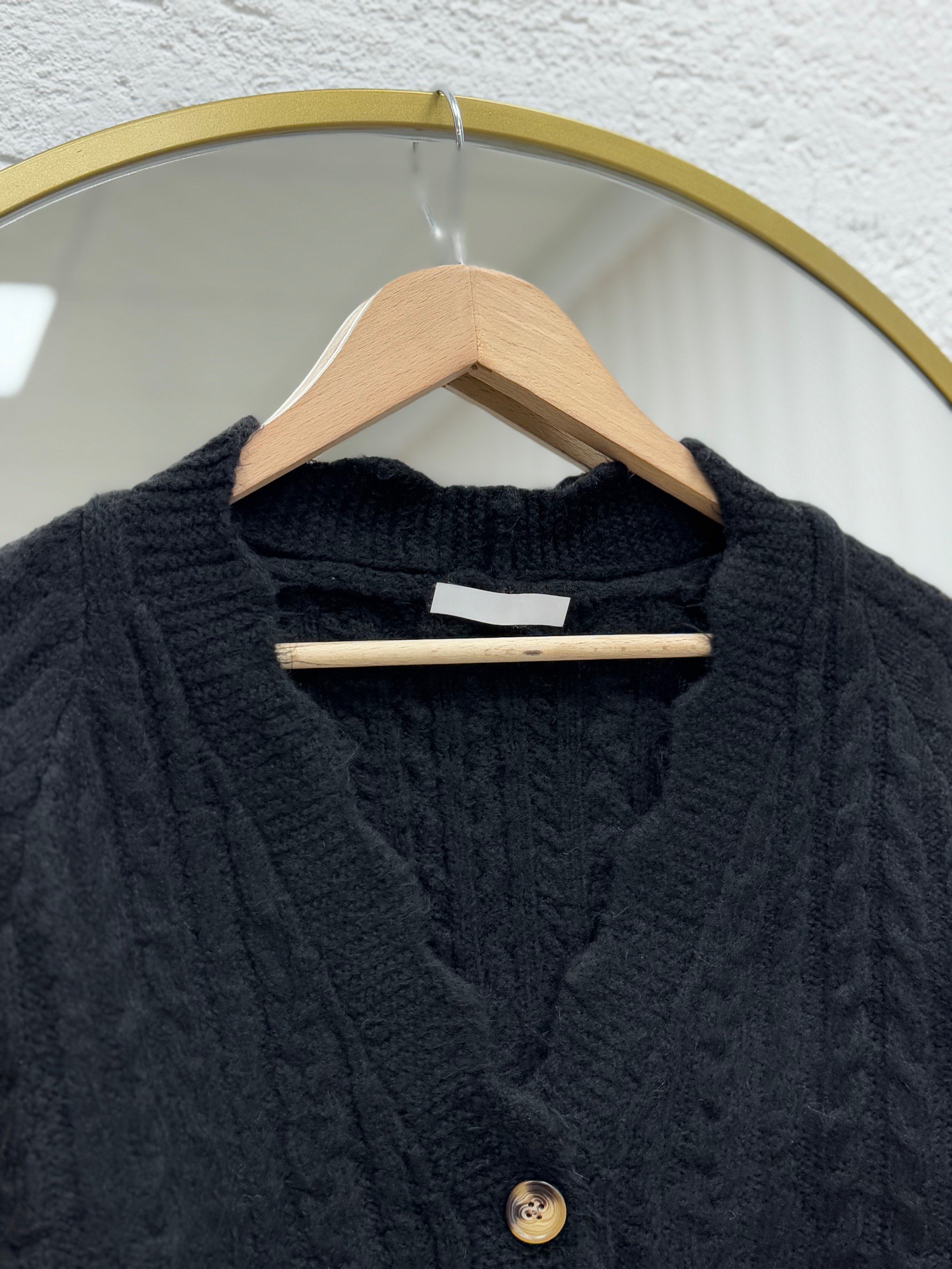 Delera İri Düğmeli Örme Mini Hırka-Zİ7002 Siyah