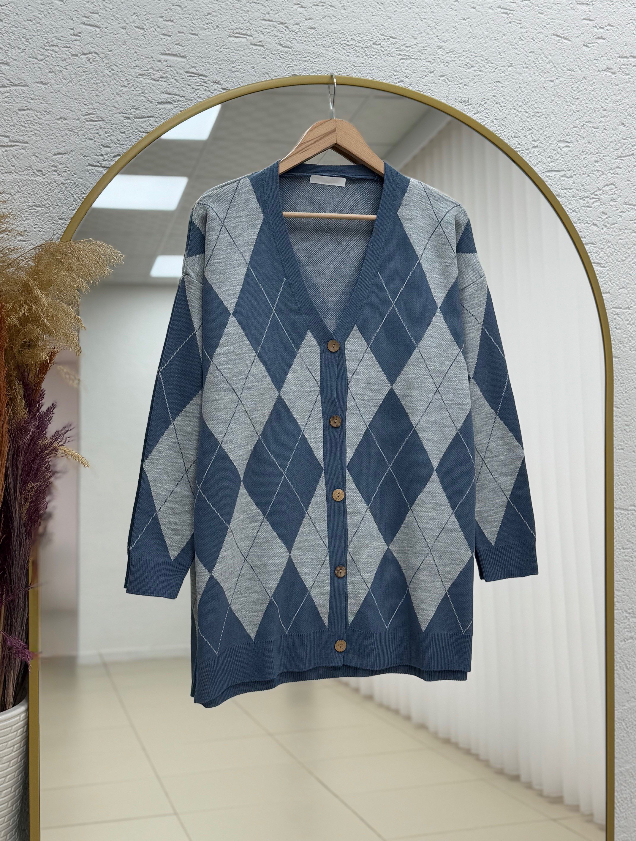 Delesia Baklava Desen Düğmeli Hırka-Zİ5554 İndigo