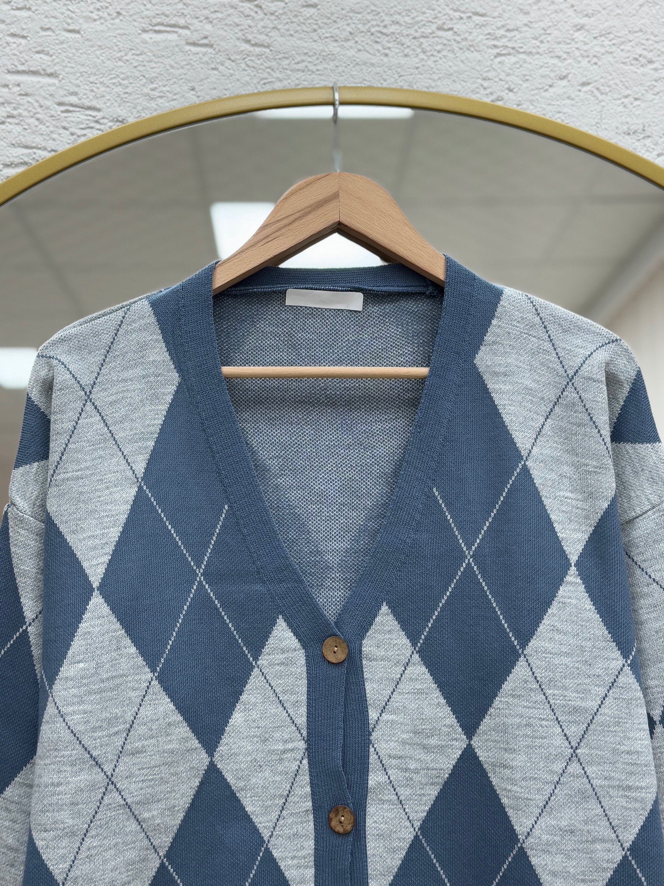 Delesia Baklava Desen Düğmeli Hırka-Zİ5554 İndigo