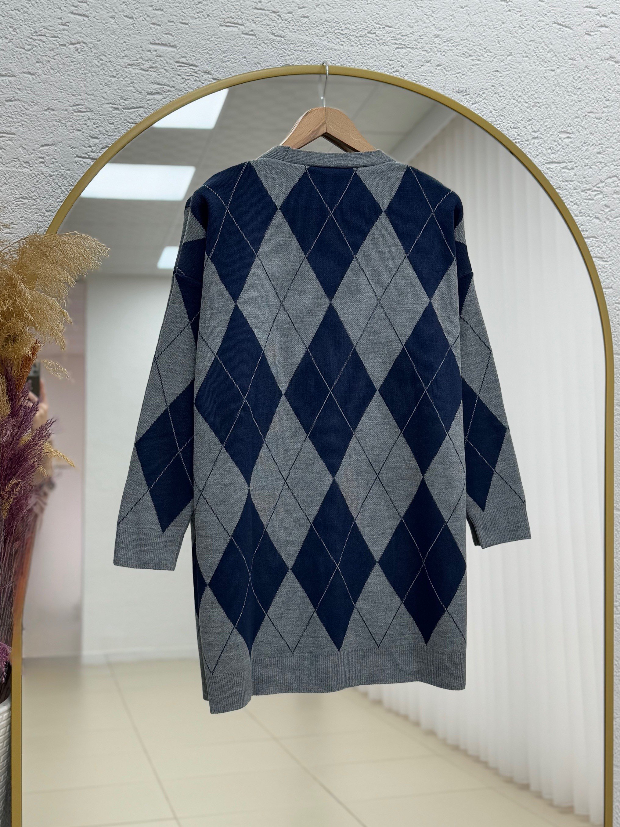 Delesia Baklava Desen Düğmeli Hırka-Zİ5554 Lacivert