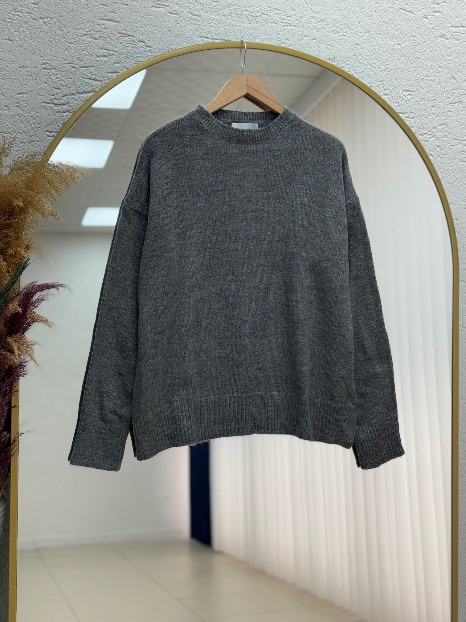 Delessa Kol Ucu Ve Altı Fitilli Bisiklet Yaka Örme Kazak-Zİ6214 Antrasit