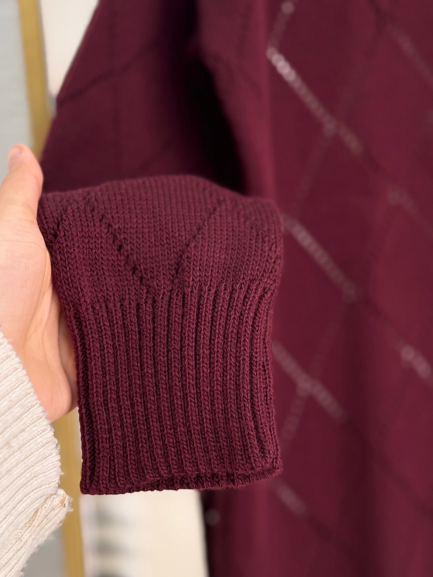 Dila Baklava Desen Delikli Hırka-Zİ6150 Bordo