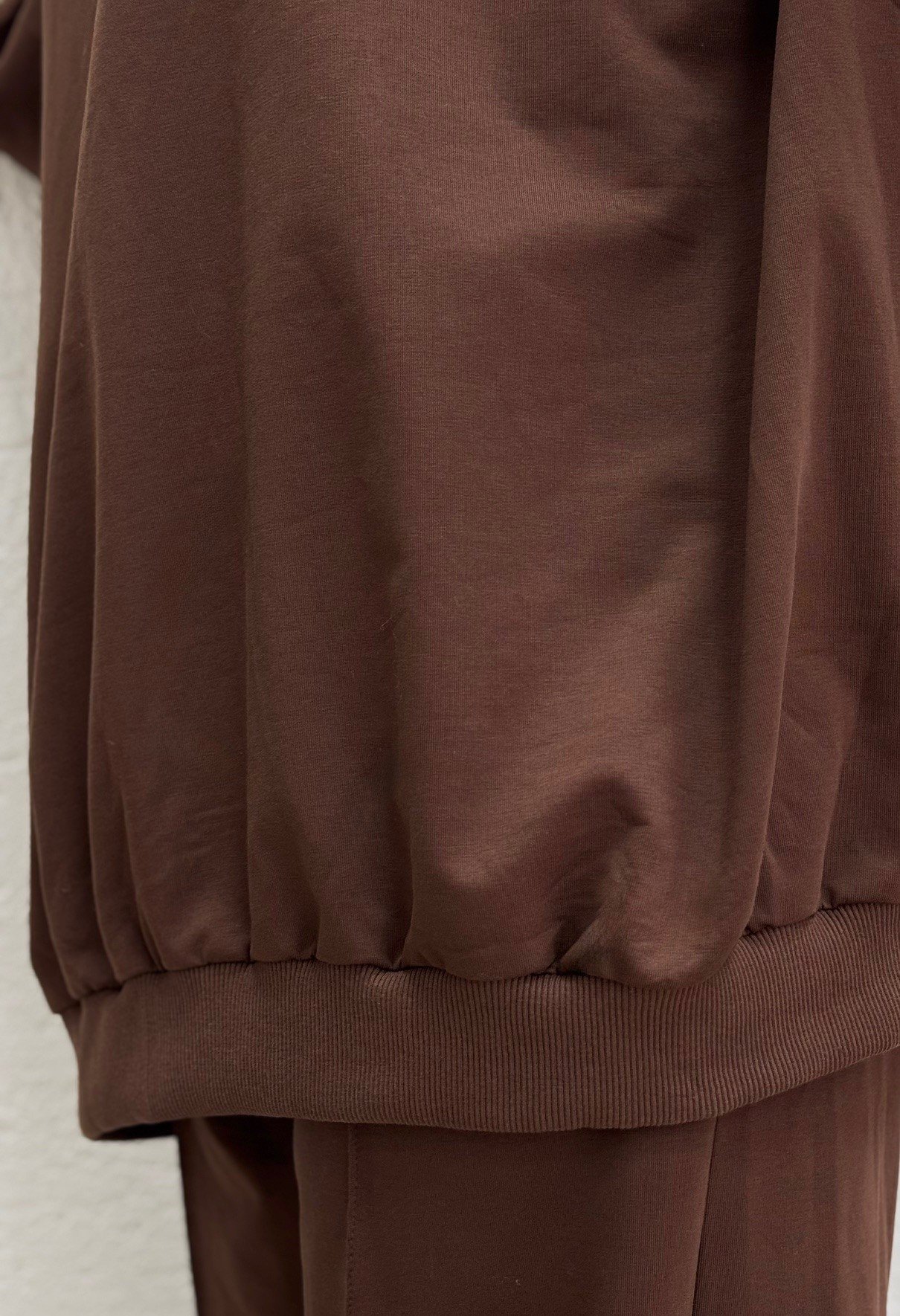 Dilşah Bol Sweat İki İplik Pantolonlu Takım-NL222 Kahve
