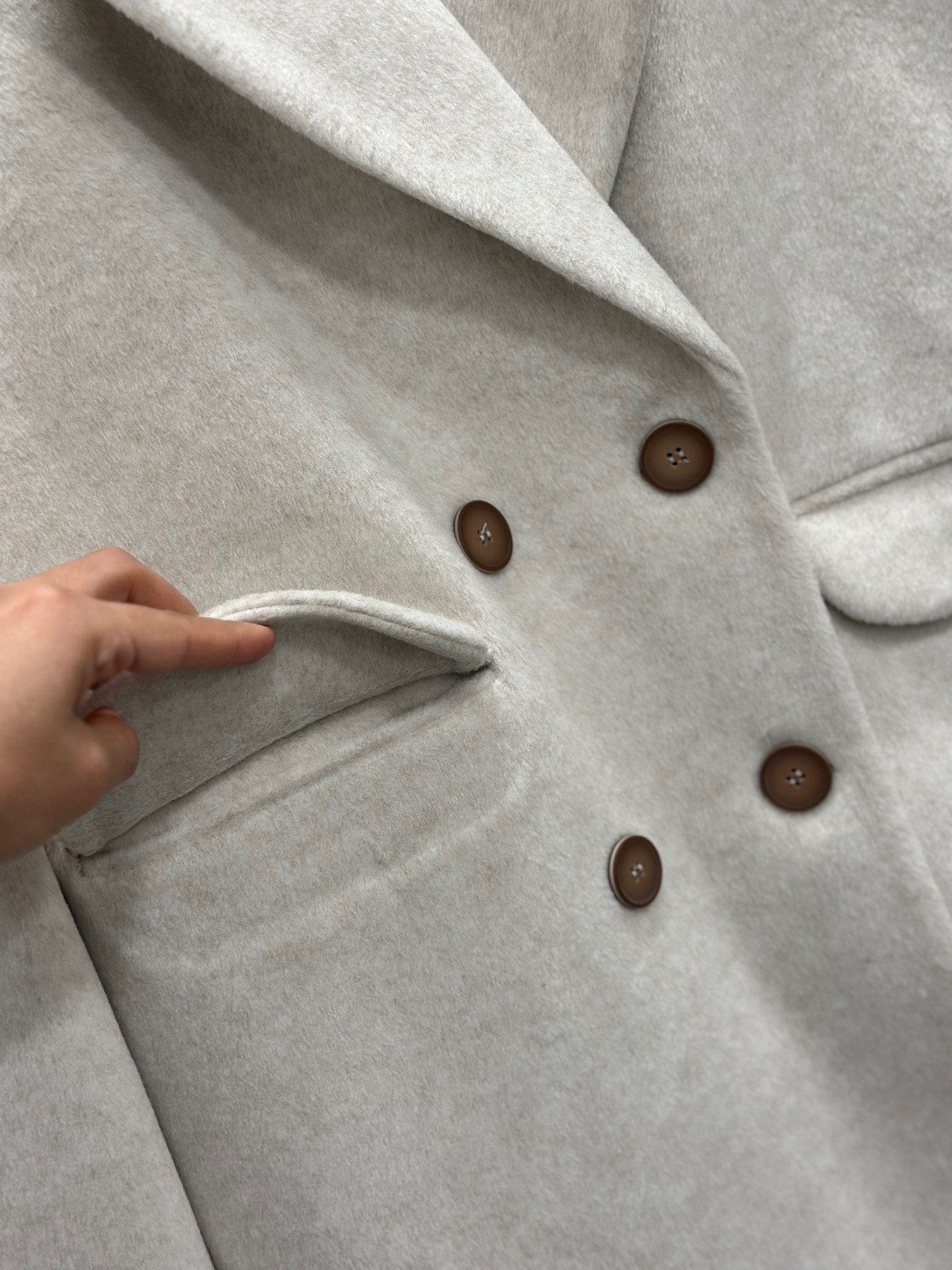 Dora Gizli Cep Detaylı Düğmeli Kaban-ÜN328 Taş