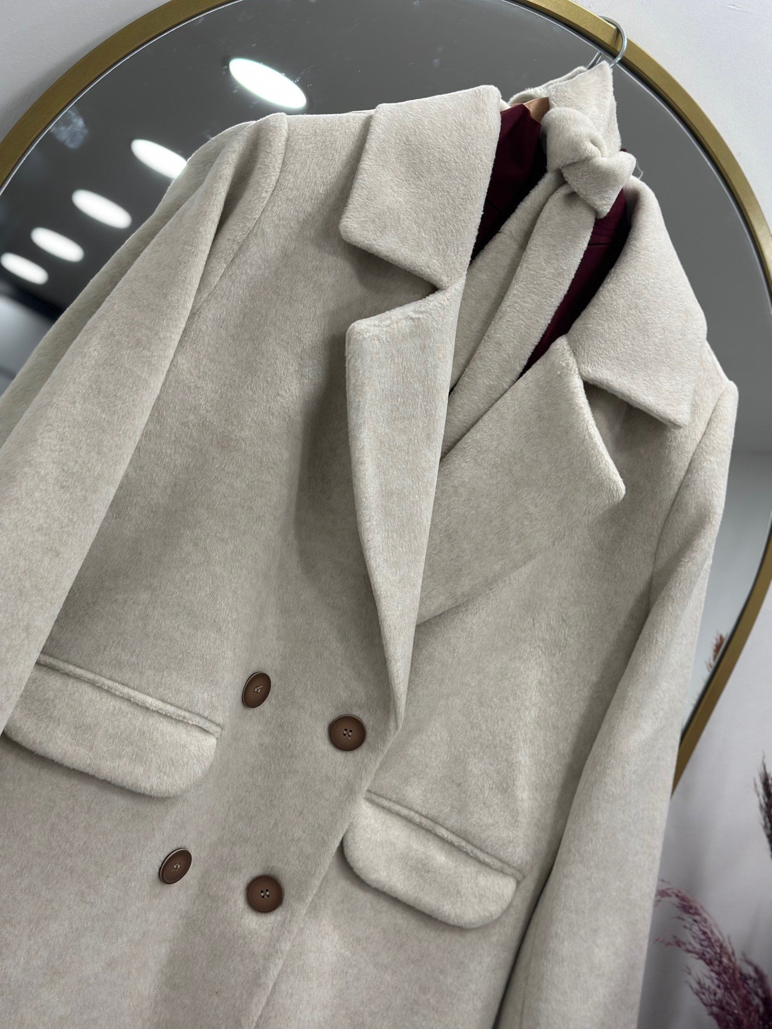 Dora Gizli Cep Detaylı Düğmeli Kaban-ÜN328 Taş