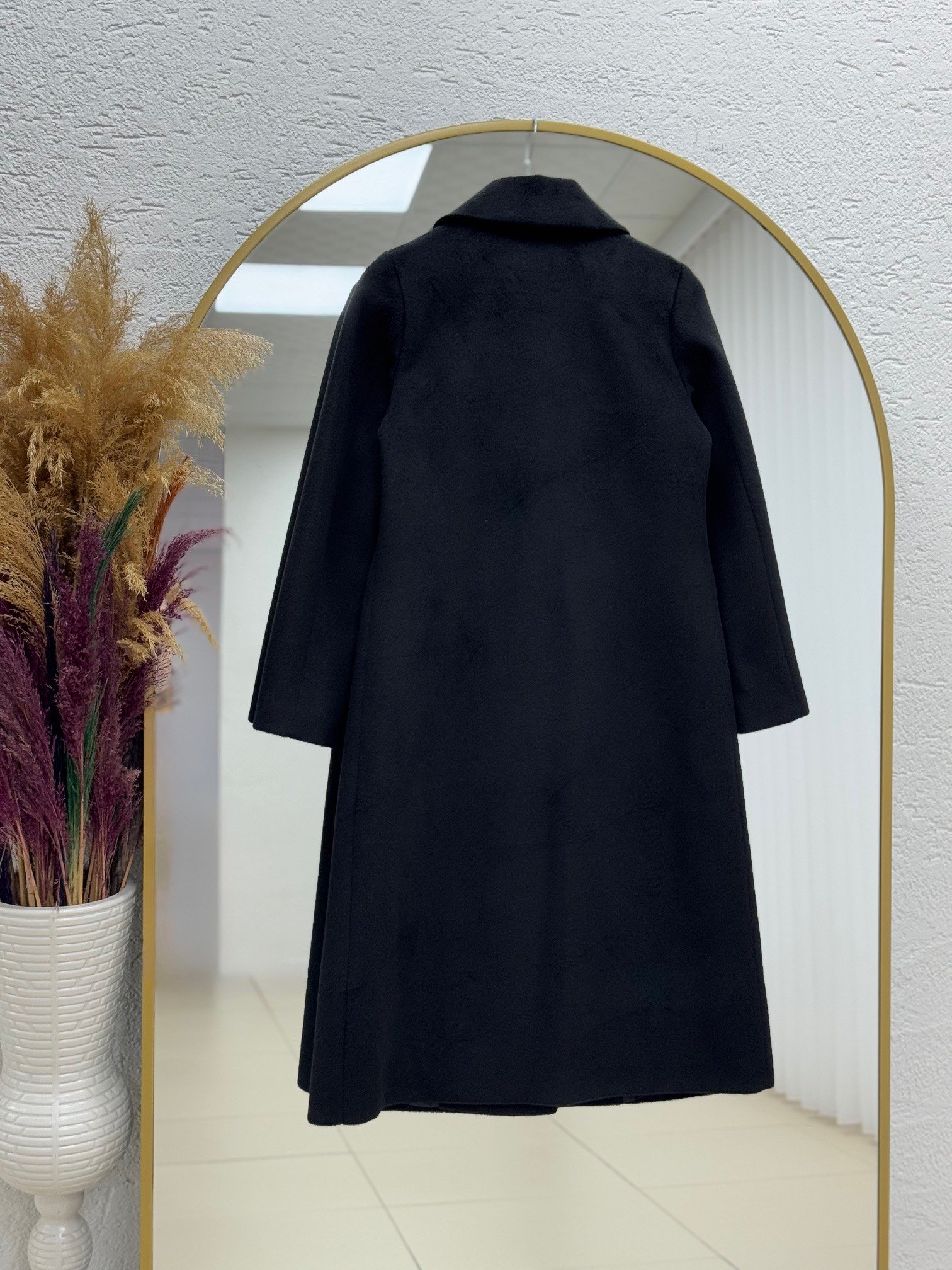 Dora Gizli Cep Detaylı Düğmeli Kaban-ÜN328 Siyah