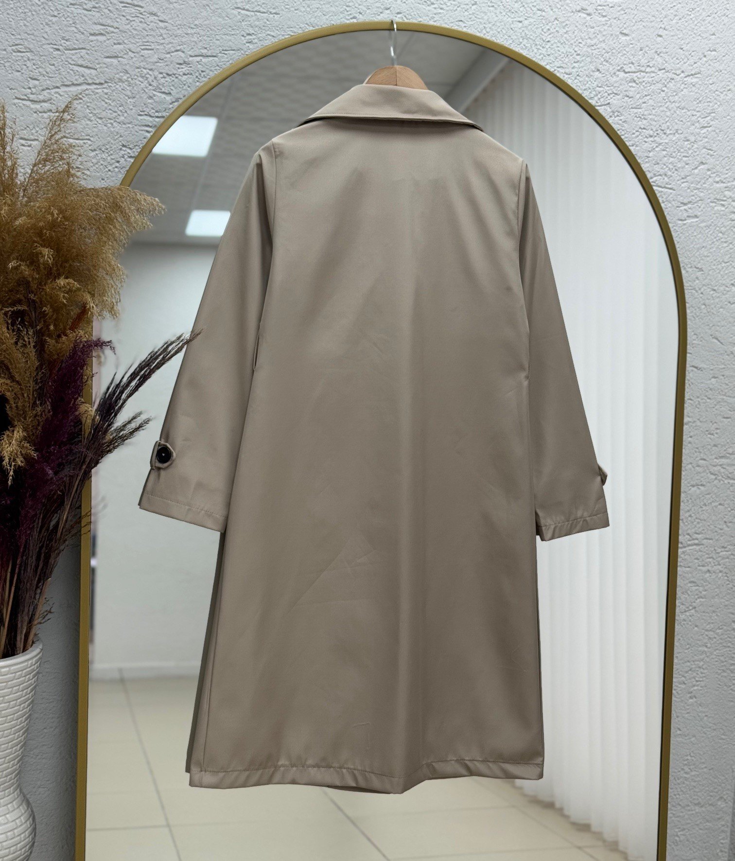 Dorera Kol Ucu Ve Önü Düğmeli Bağlamalı Trenç-ZŞ6002 Taş