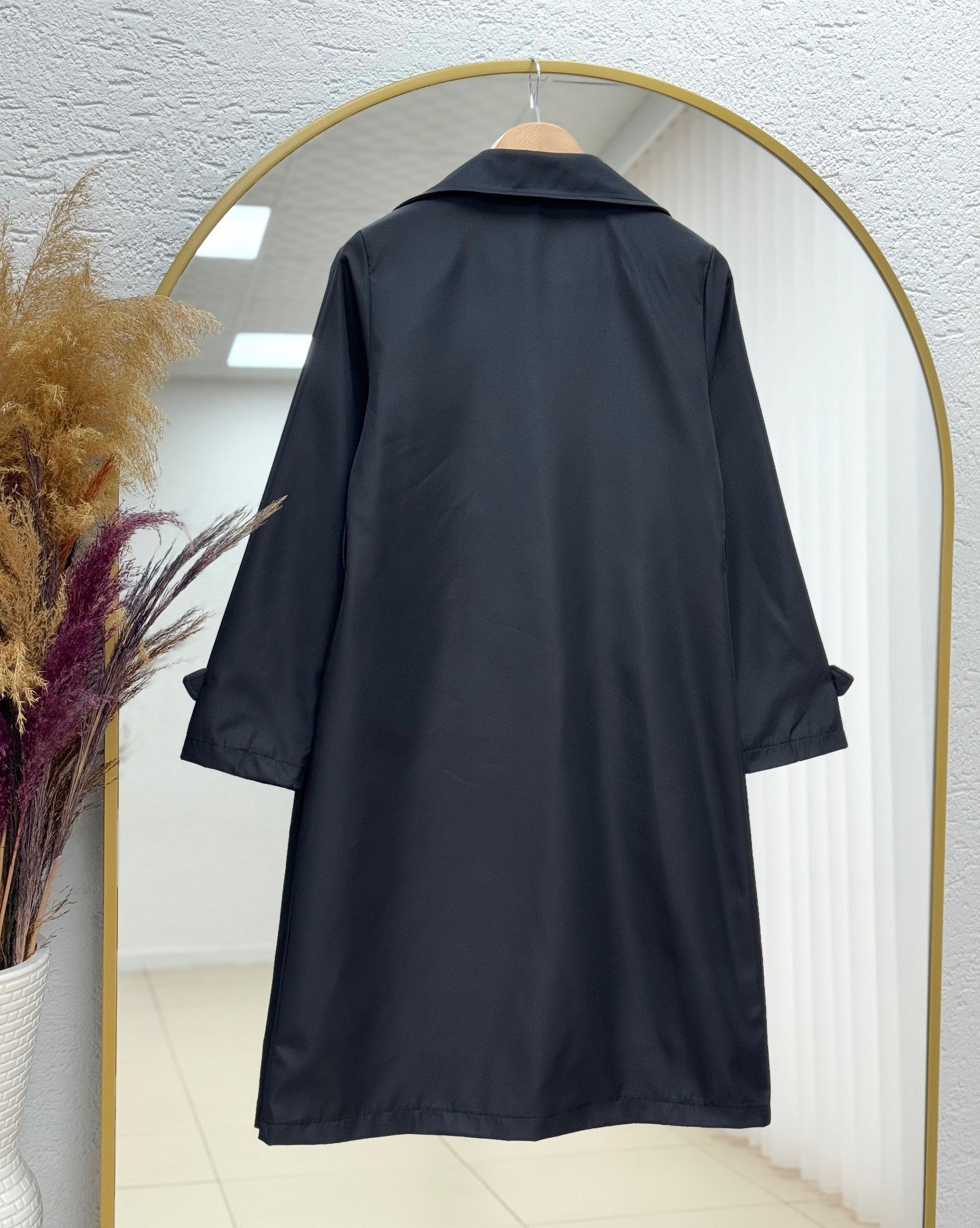 Dorera Kol Ucu Ve Önü Düğmeli Bağlamalı Trenç-ZŞ6002 Siyah