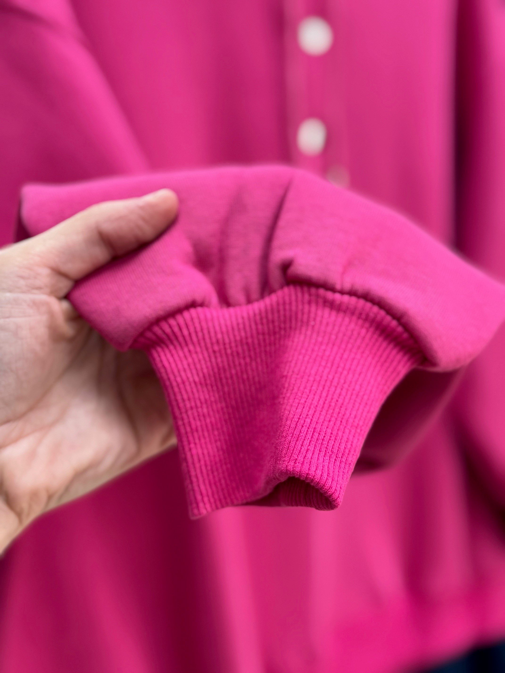 Dormora Kapşonlu Çıtçıtlı Üç İp Sweat-ZN5888 Fuşya