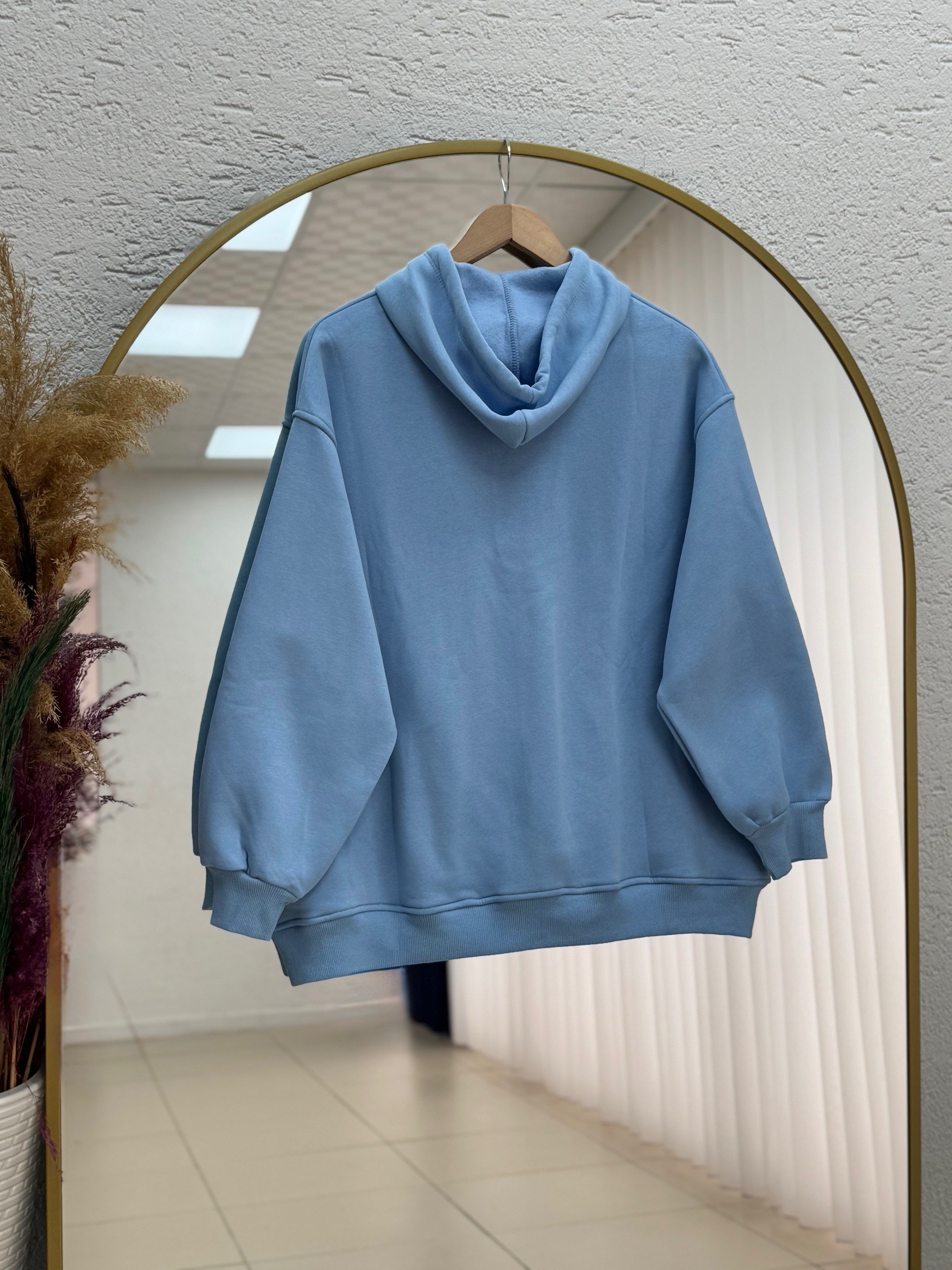 Dormora Kapşonlu Çıtçıtlı Üç İp Sweat-ZN5888 Mavi