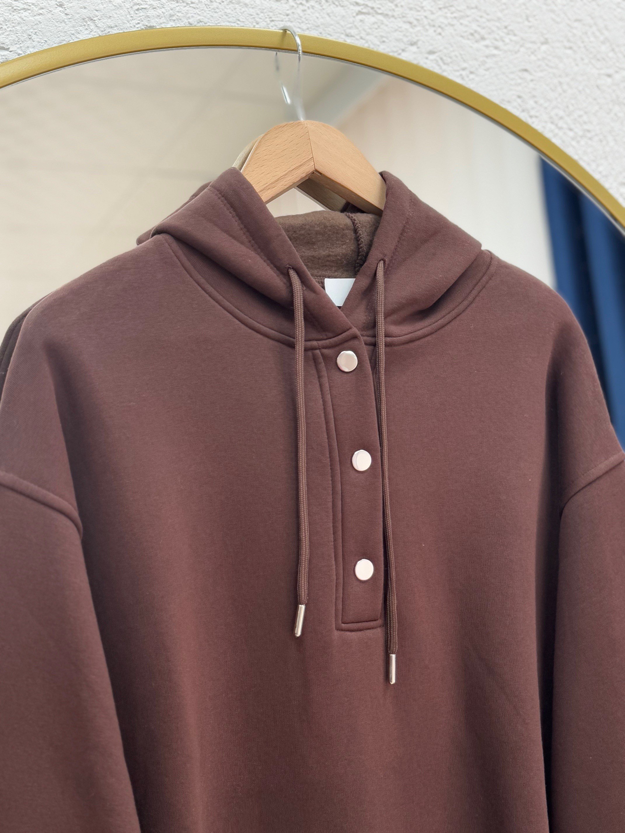 Dormora Kapşonlu Çıtçıtlı Üç İp Sweat-ZN5888 Kahve