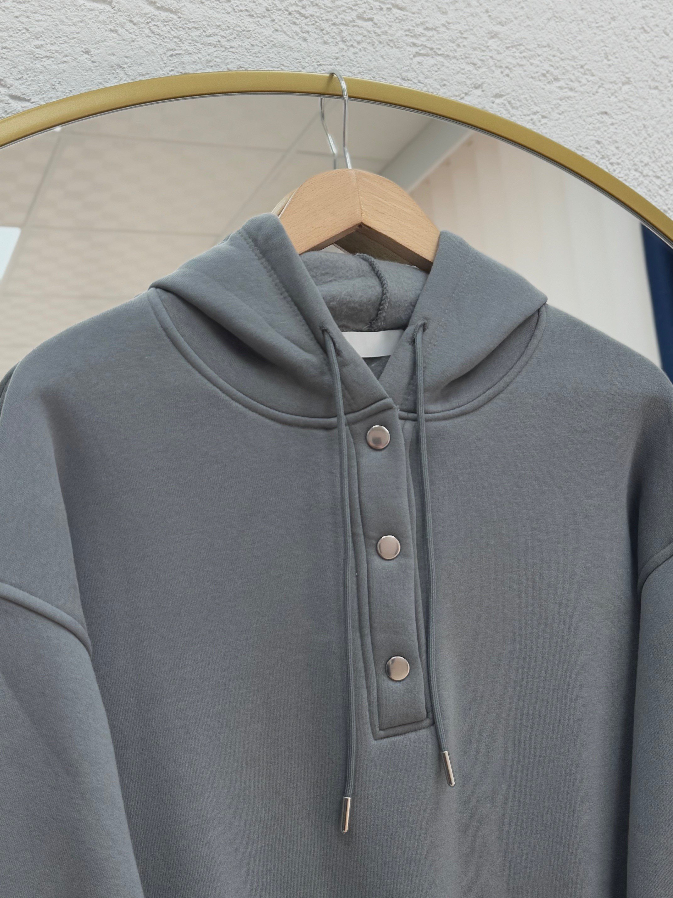 Dormora Kapşonlu Çıtçıtlı Üç İp Sweat-ZN5888 Antrasit