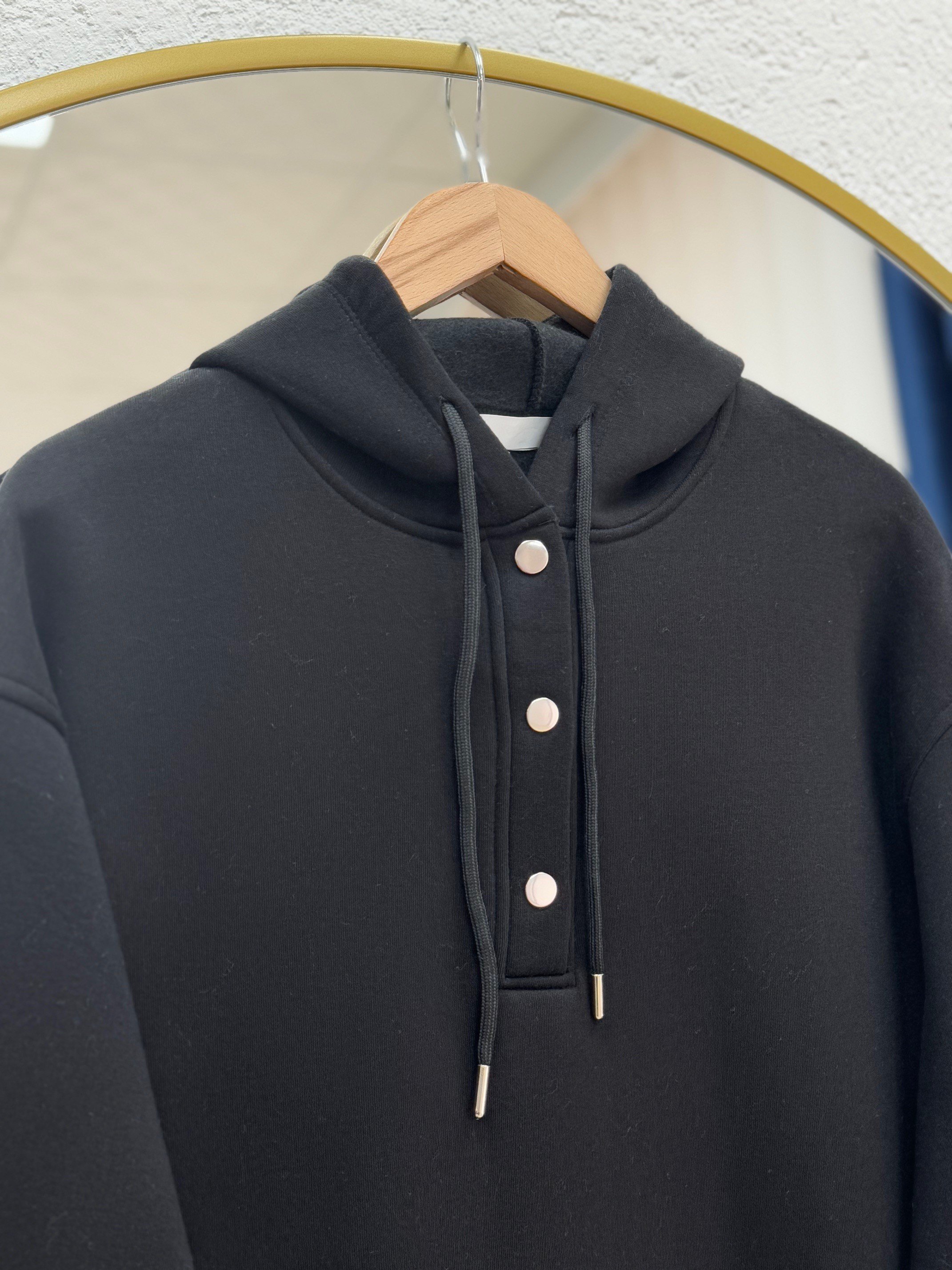 Dormora Kapşonlu Çıtçıtlı Üç İp Sweat-ZN5888 Siyah