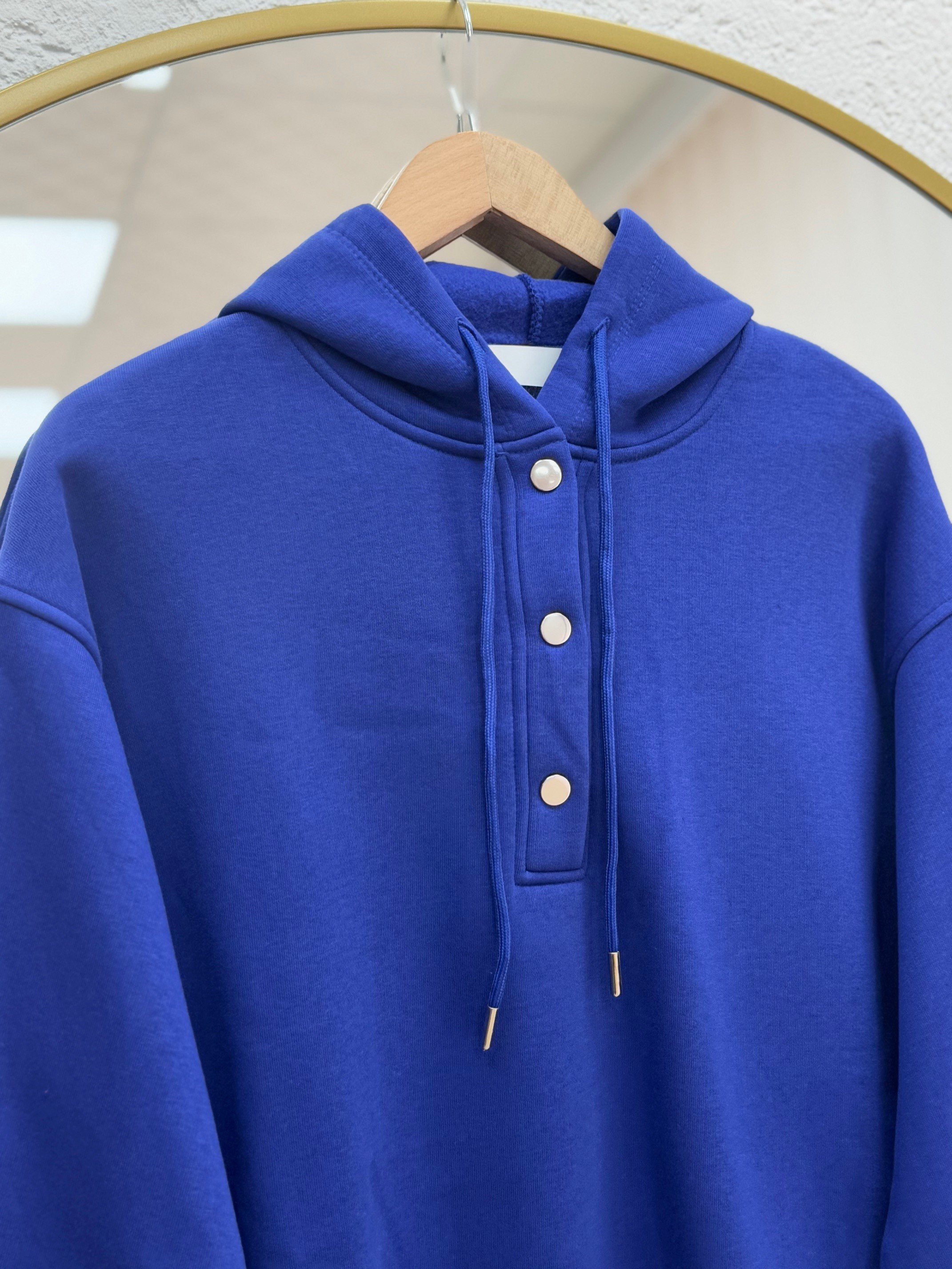 Dormora Kapşonlu Çıtçıtlı Üç İp Sweat-ZN5888 Saks