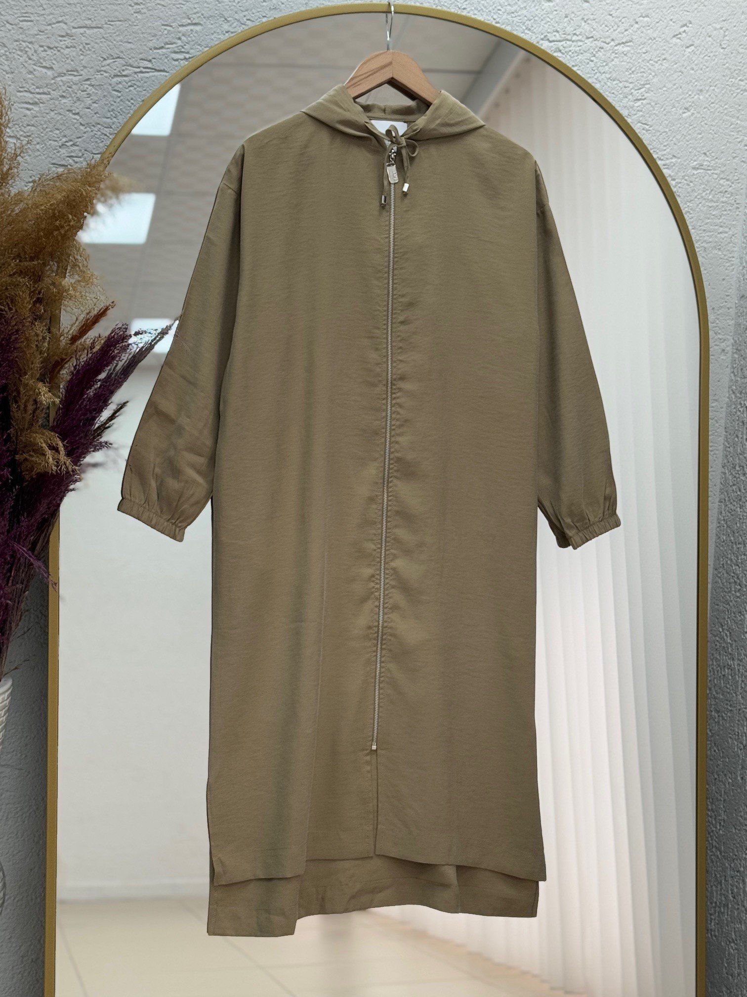 Doruna Yırtmaçlı Fermuarlı Kap-EU2992 Yağ Yeşili