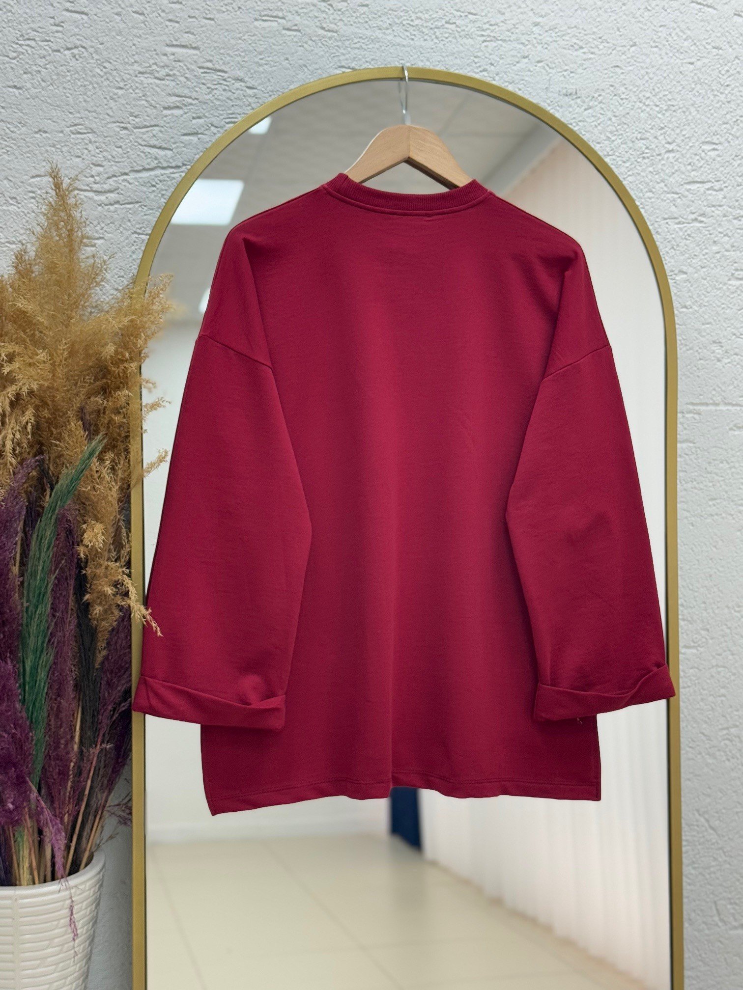 Doryla Kol Ucu Dikiş Detay Sweat-BN4498 Bordo