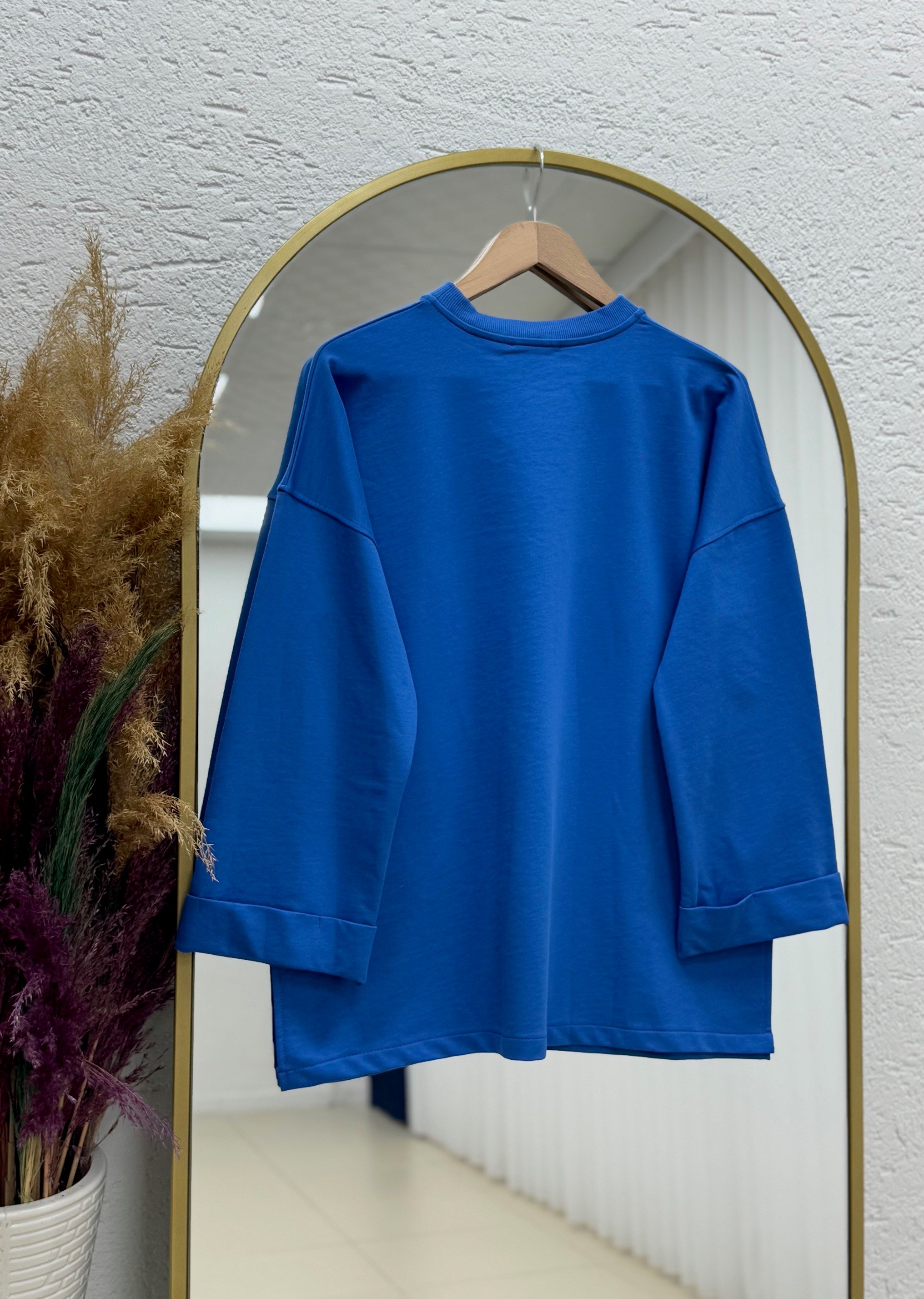 Doryla Kol Ucu Dikiş Detay Sweat-BN4498 İndigo